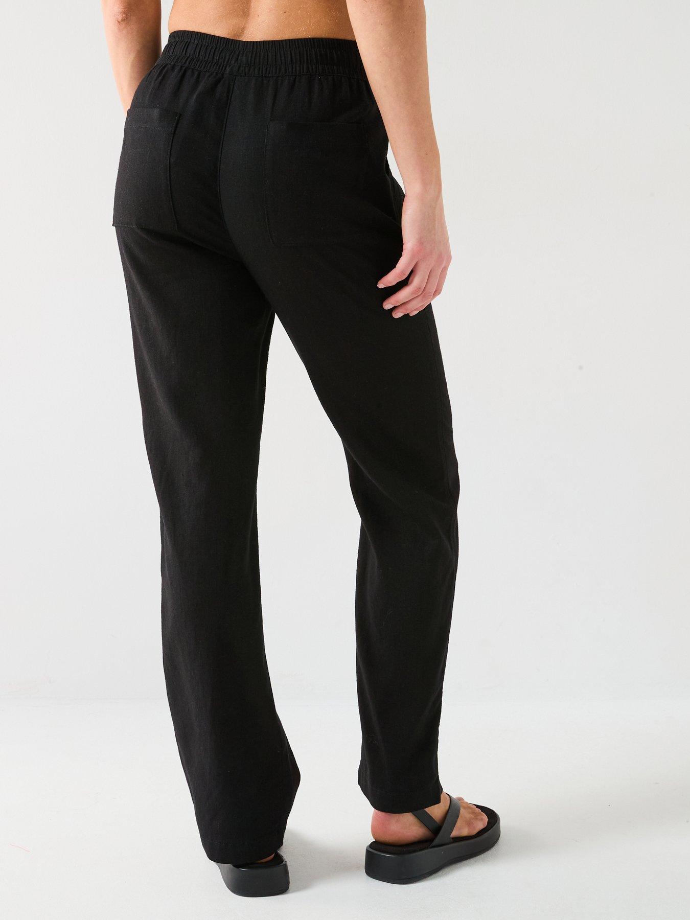 Image 2 of 6 of Everyday Linen Blend Trousers - Black