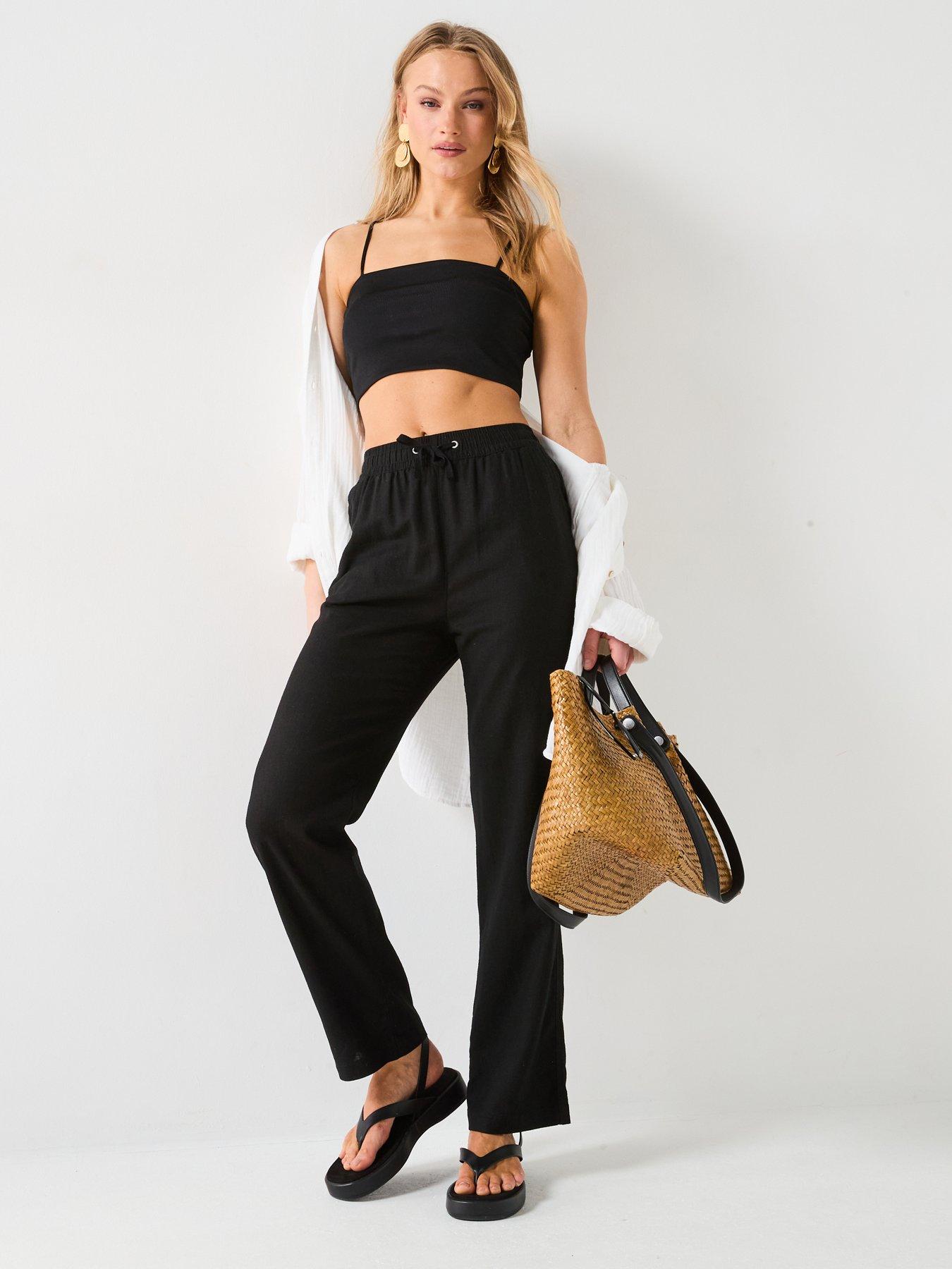 Image 3 of 6 of Everyday Linen Blend Trousers - Black