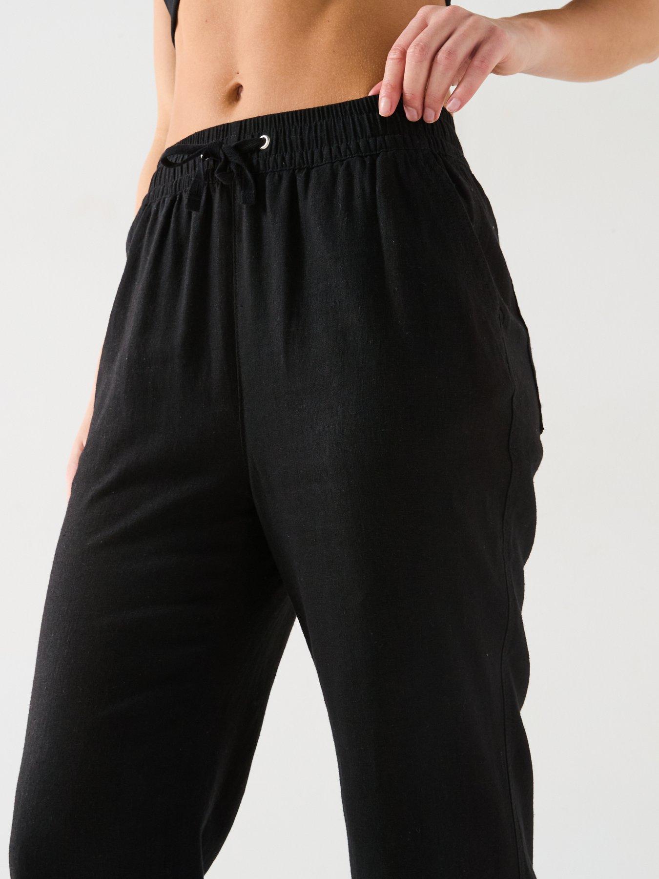 Image 4 of 6 of Everyday Linen Blend Trousers - Black