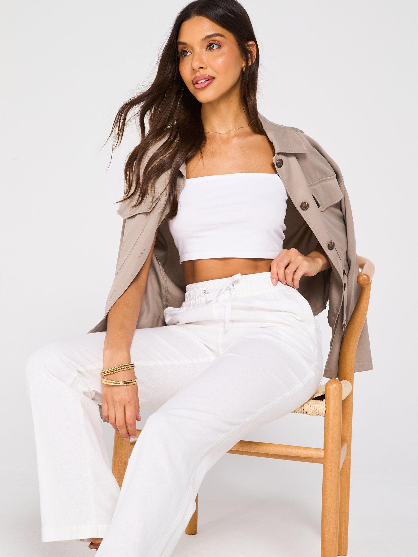 image of everyday-linen-blend-trousers-white