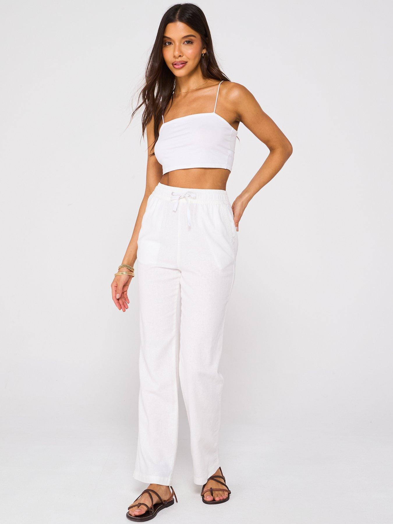  image of everyday-linen-blend-trousers-white