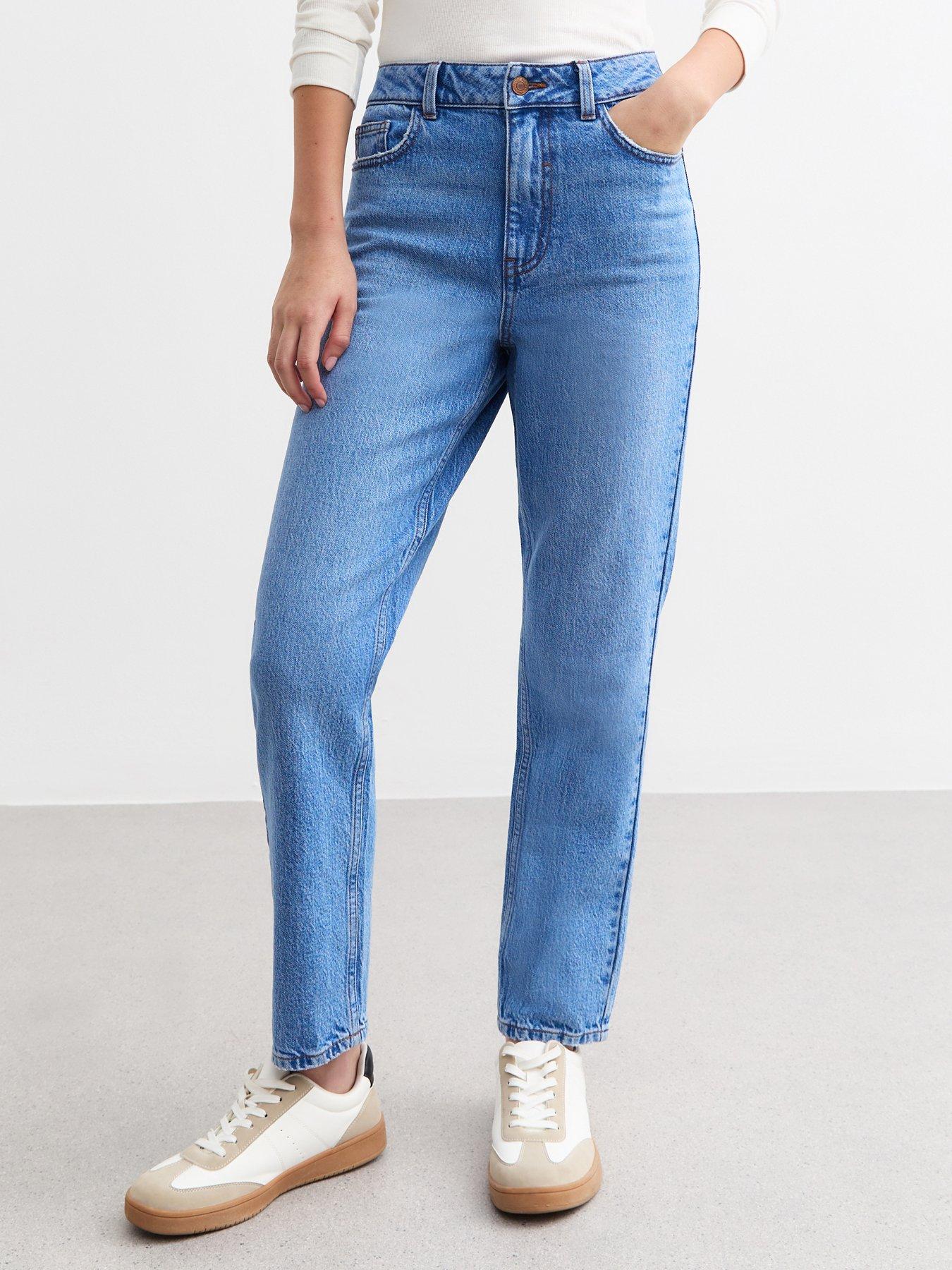 undefined Slim Fit Denim Mom Jeans - Blue