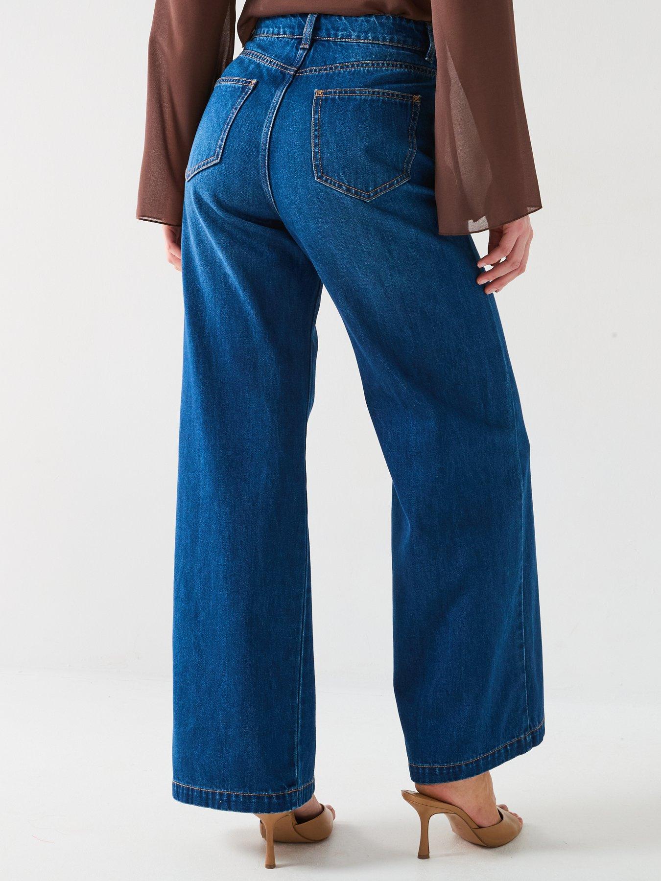  image of v-by-very-supersoft-wide-leg-jeans-dark-wash