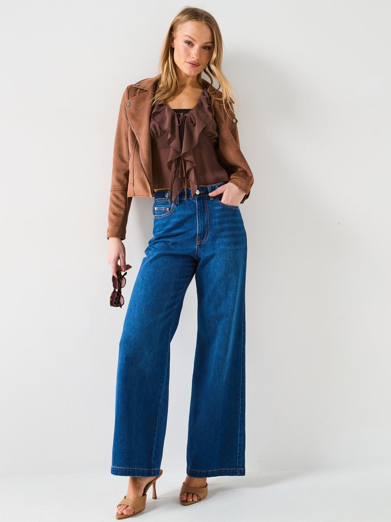  image of v-by-very-supersoft-wide-leg-jeans-dark-wash