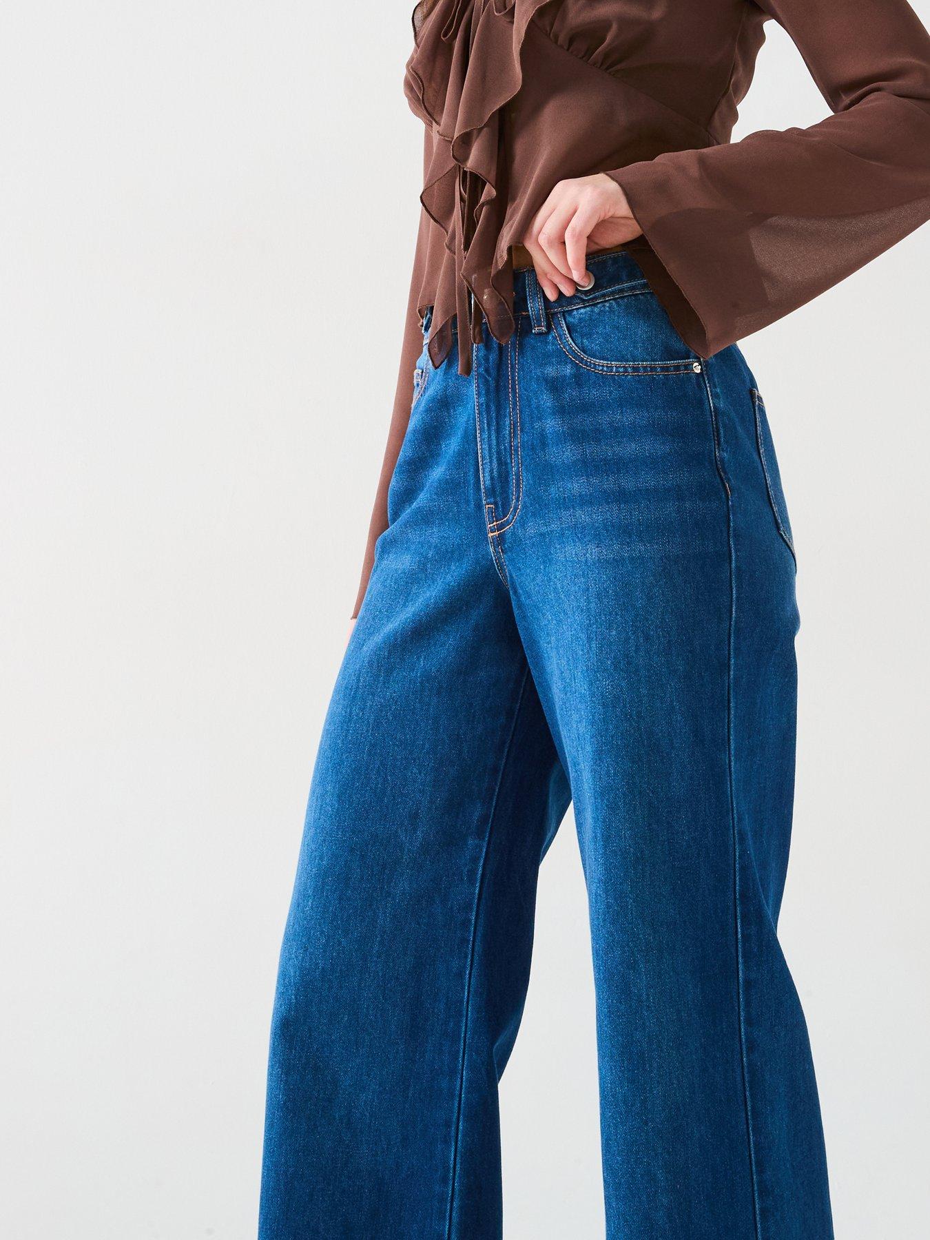  image of v-by-very-supersoft-wide-leg-jeans-dark-wash