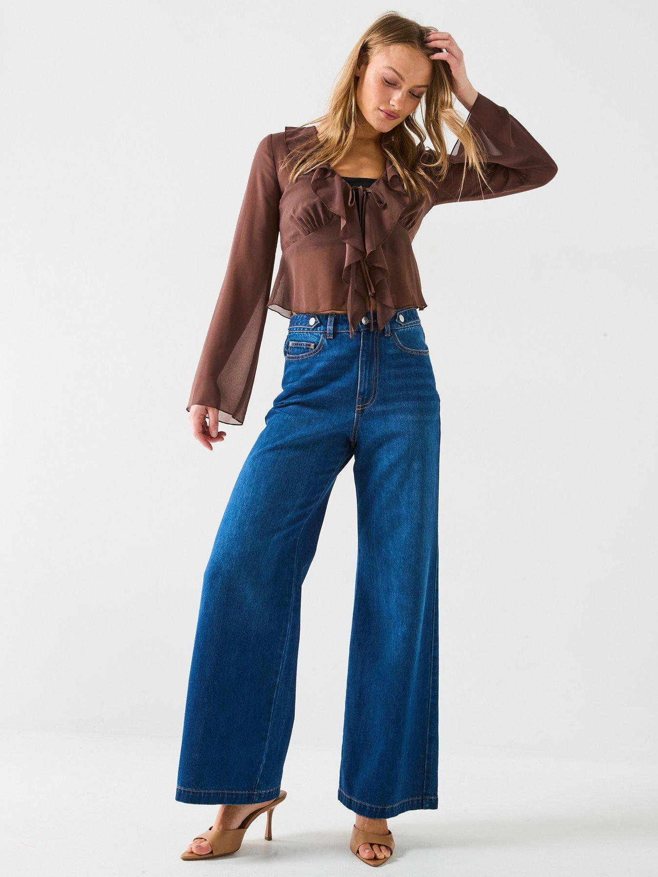  image of v-by-very-supersoft-wide-leg-jeans-dark-wash
