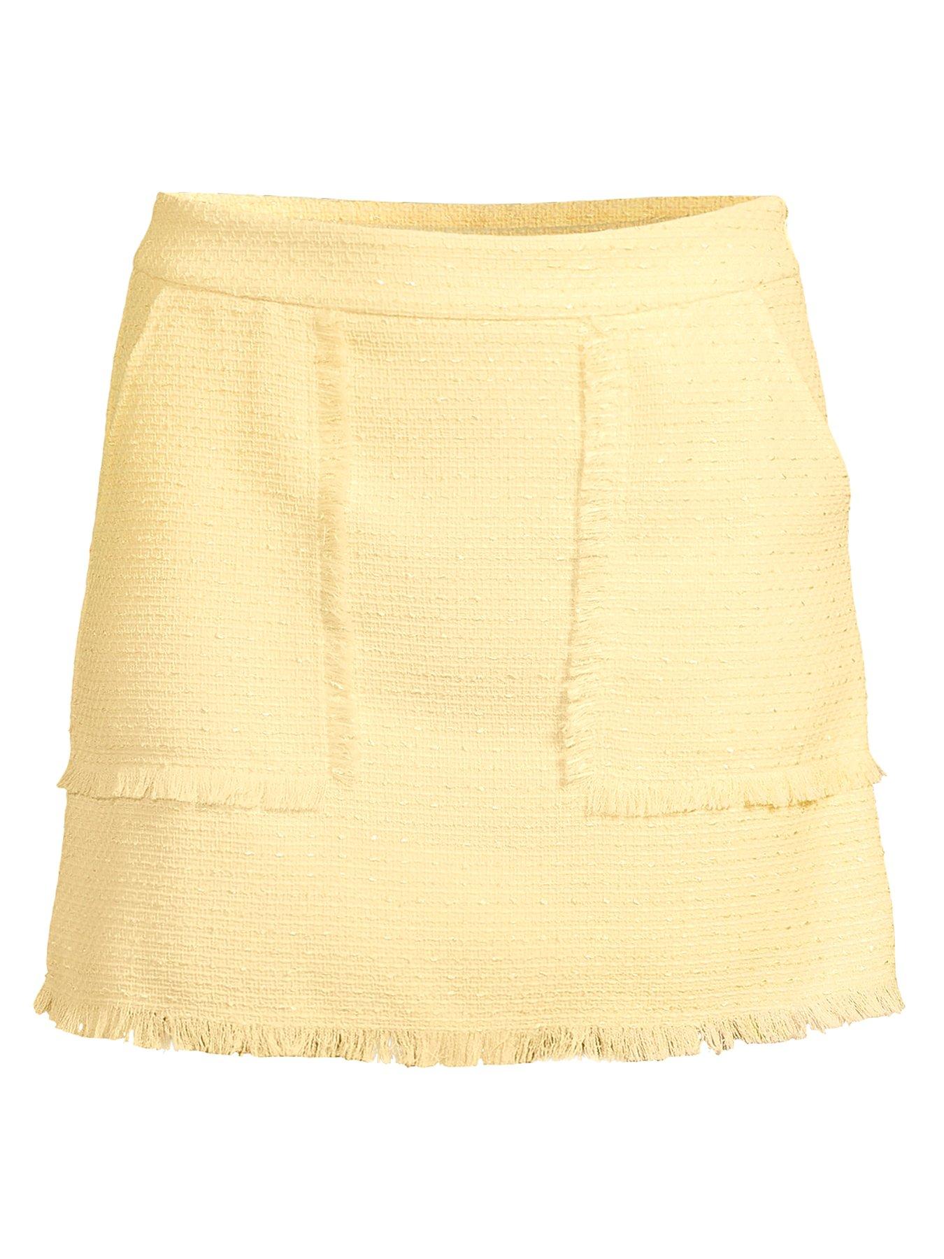  image of michelle-keegan-co-ord-frayed-hem-mini-skirt-yellownbsp