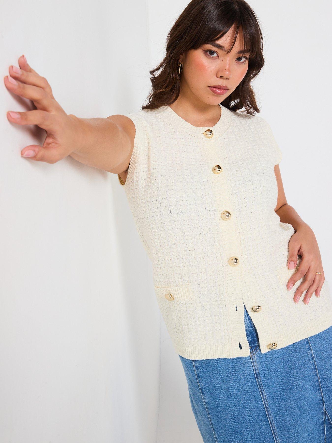 v-by-very-curve-sleeveless-button-detail-knitted-jumper-cream