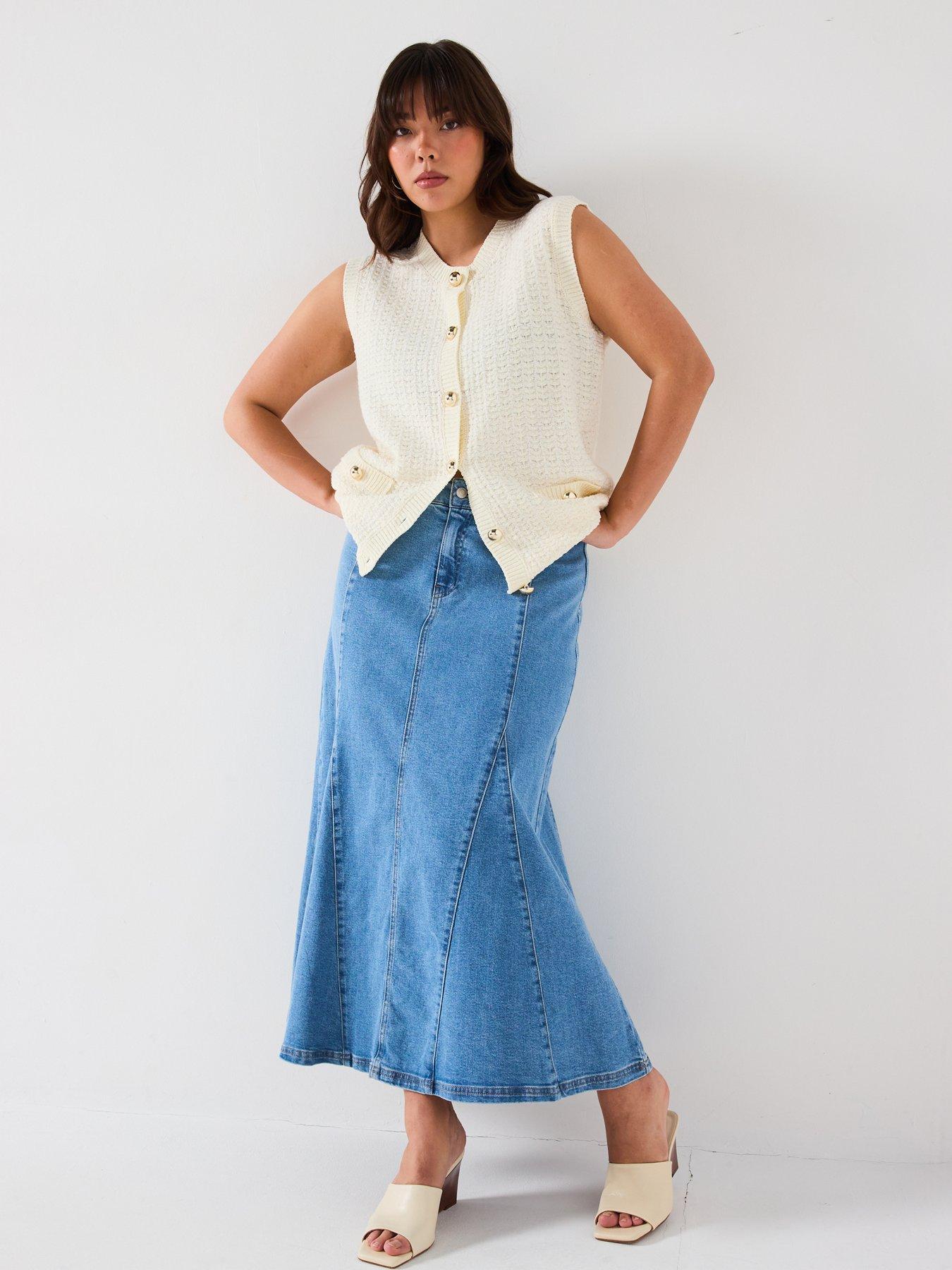  image of v-by-very-curve-sleeveless-button-detail-knitted-jumper-cream