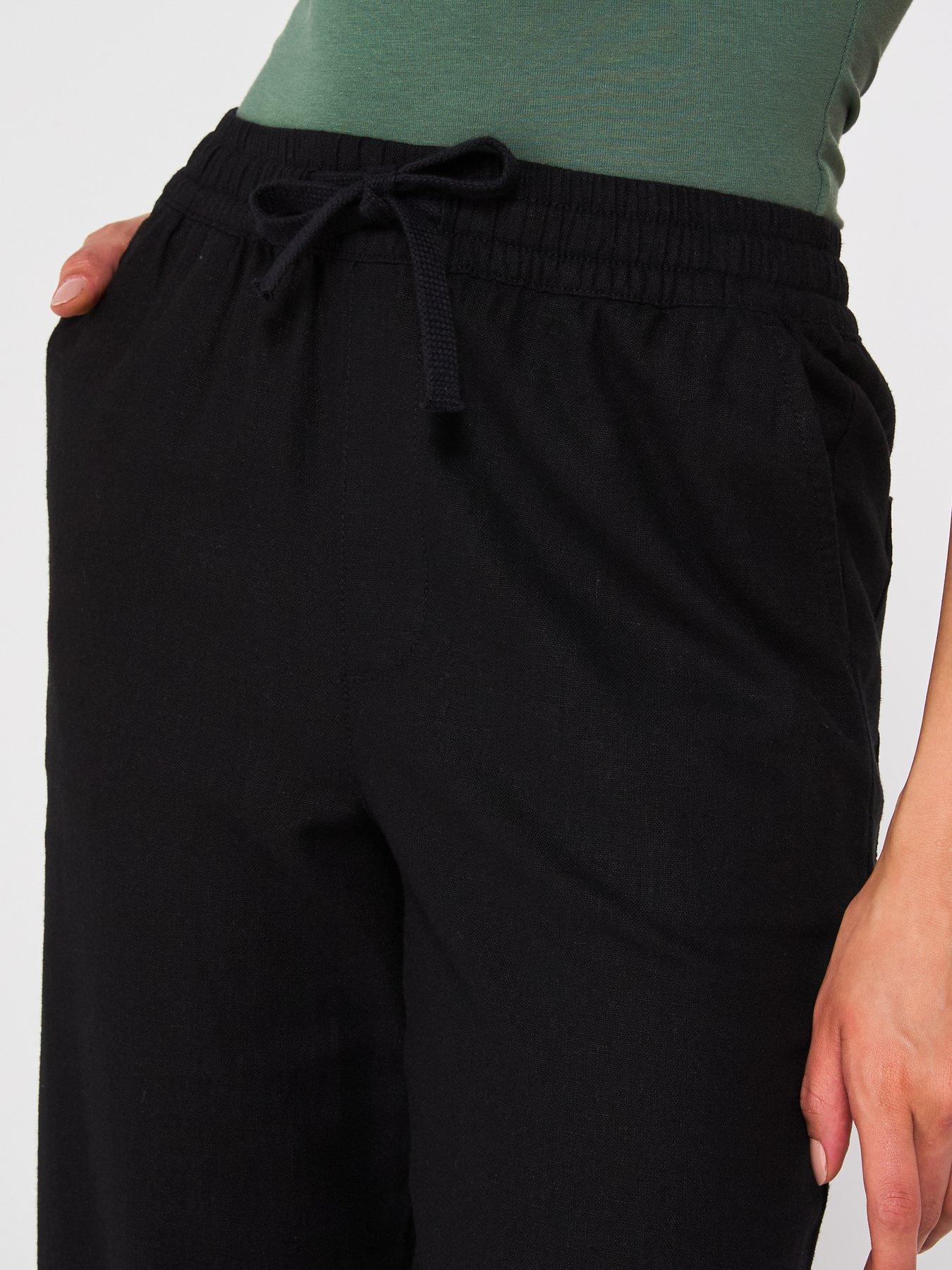  image of everyday-wide-leg-linen-blend-trousers-black