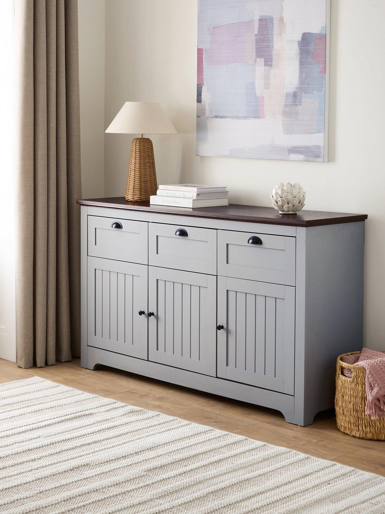 Very Home New Devon 3 Door, 3 Drawer Large Sideboard - Grey/Walnut - FSC Certified