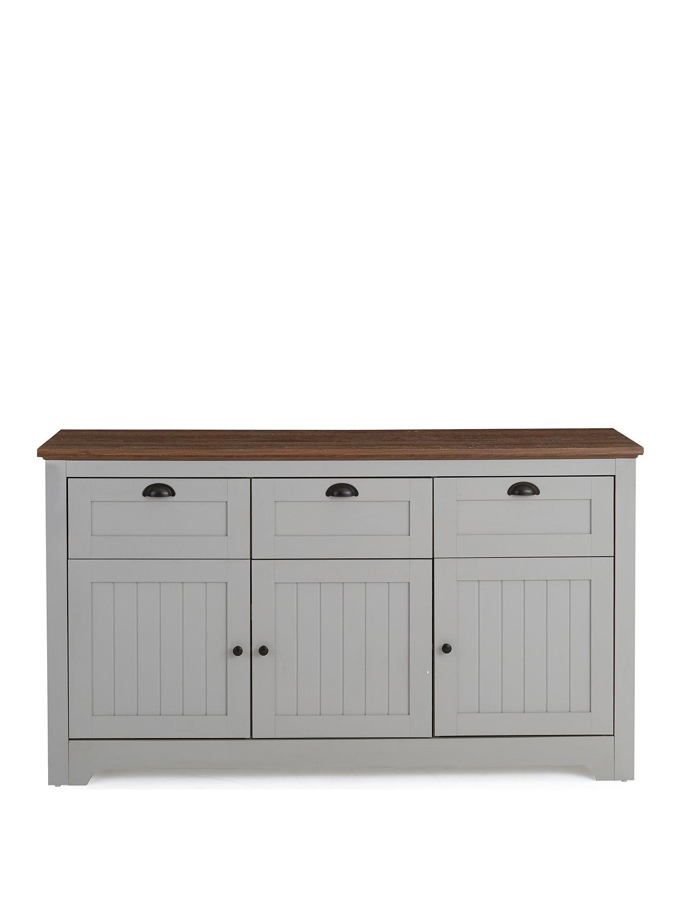 stillFront image of the-very-collection-new-devon-3-door-3-drawernbsplarge-sideboard-greywalnutnbsp--fsc-certified