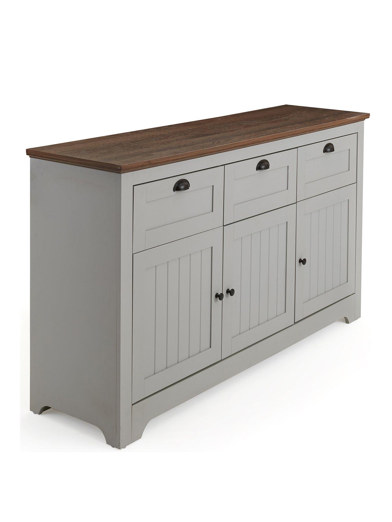 Image 3 of 7 of Very Home New Devon 3 Door, 3 Drawer&nbsp;Large Sideboard - Grey/Walnut&nbsp;- FSC Certified