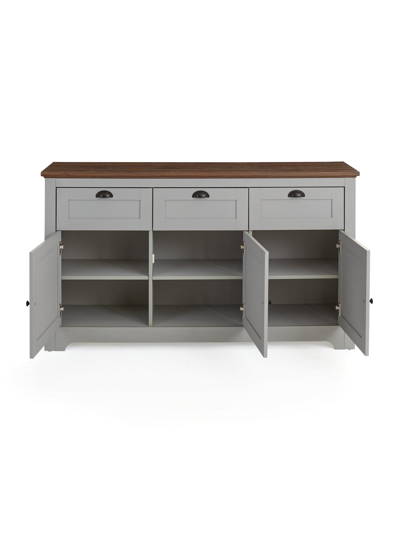 Image 4 of 7 of Very Home New Devon 3 Door, 3 Drawer&nbsp;Large Sideboard - Grey/Walnut&nbsp;- FSC Certified
