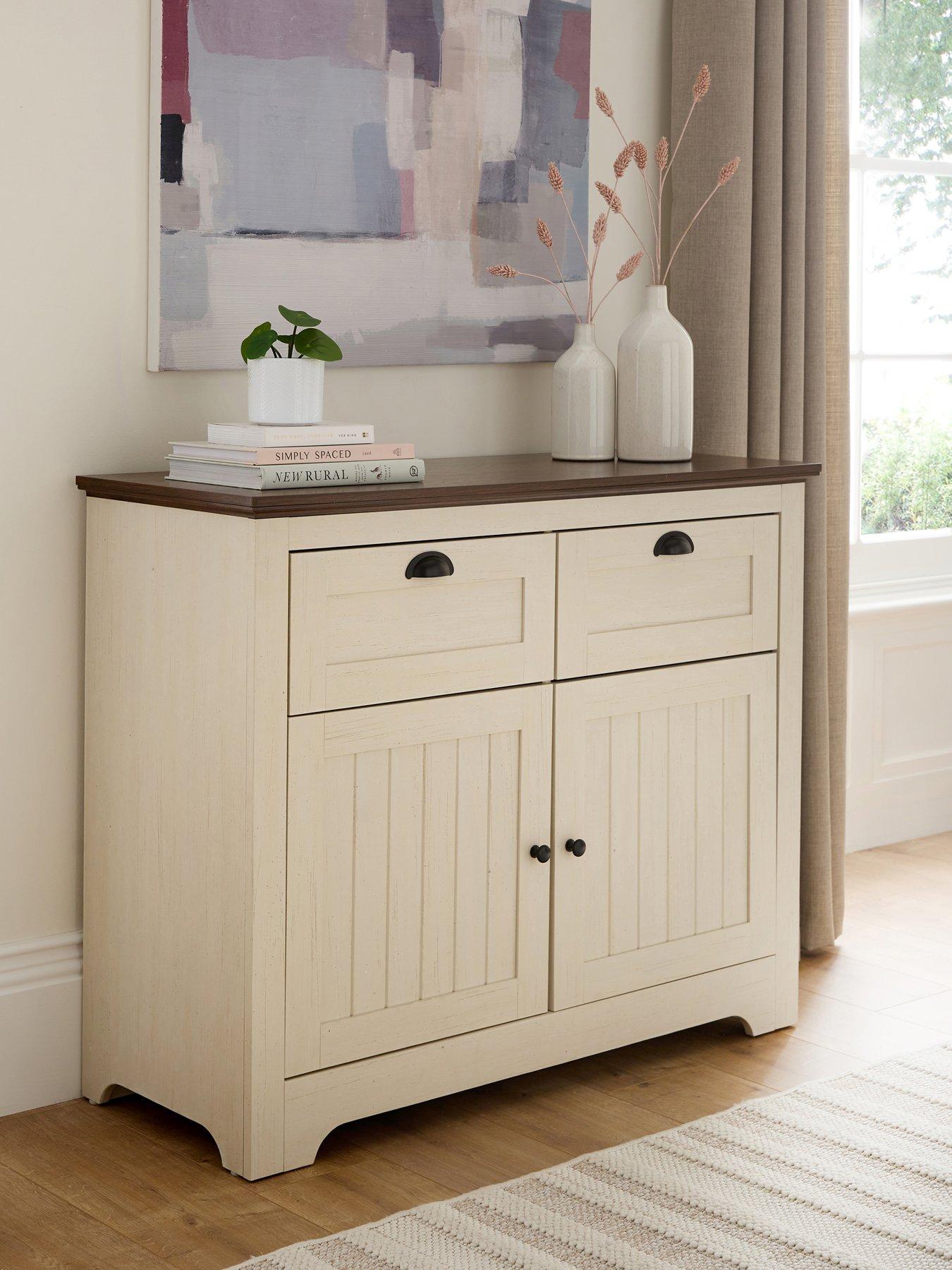 Very Home New Devon Compact Sideboard - Ivory/Walnut - FSC Certified