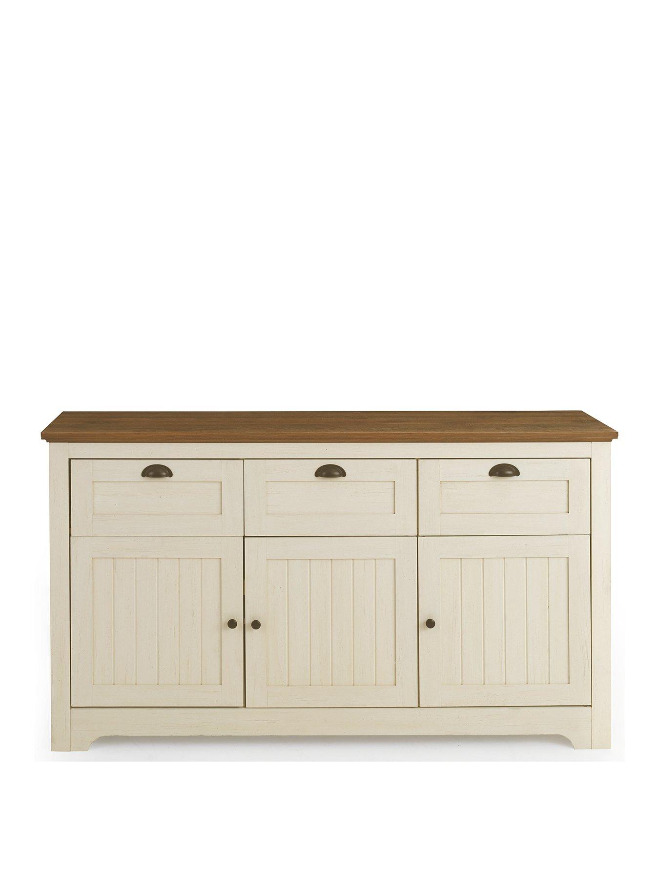 Image 2 of 7 of Very Home New Devon 3 Door, 3 Drawer Large Sideboard - Ivory/Walnut - FSC Certified