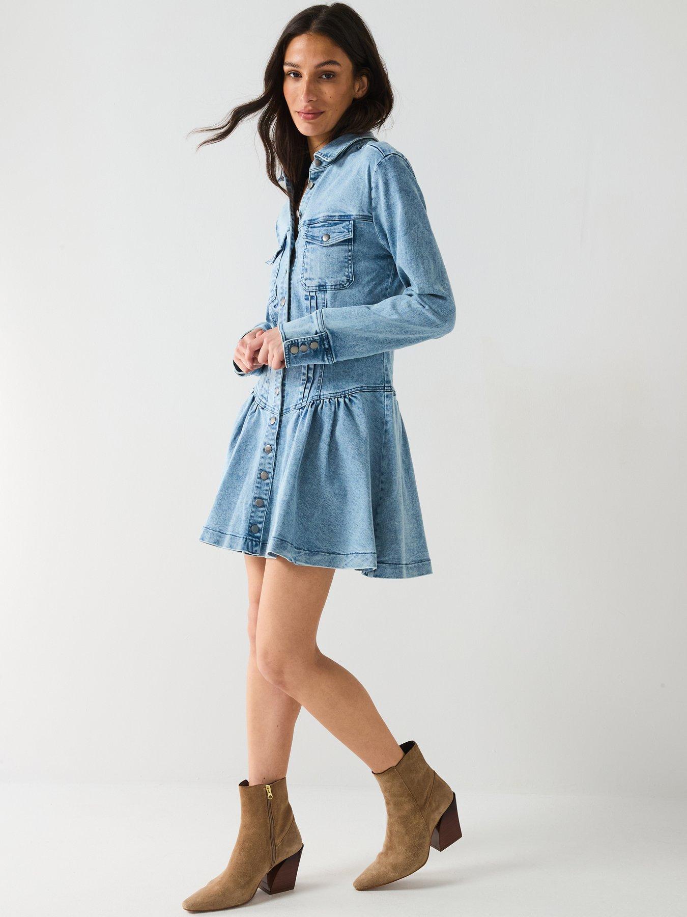  image of free-people-roadhouse-mini-denim-dress-blue
