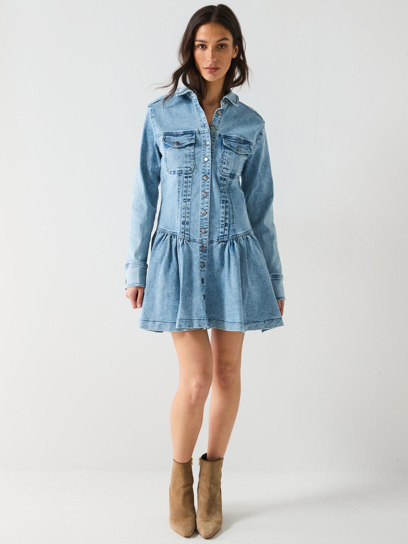  image of free-people-roadhouse-mini-denim-dress-blue