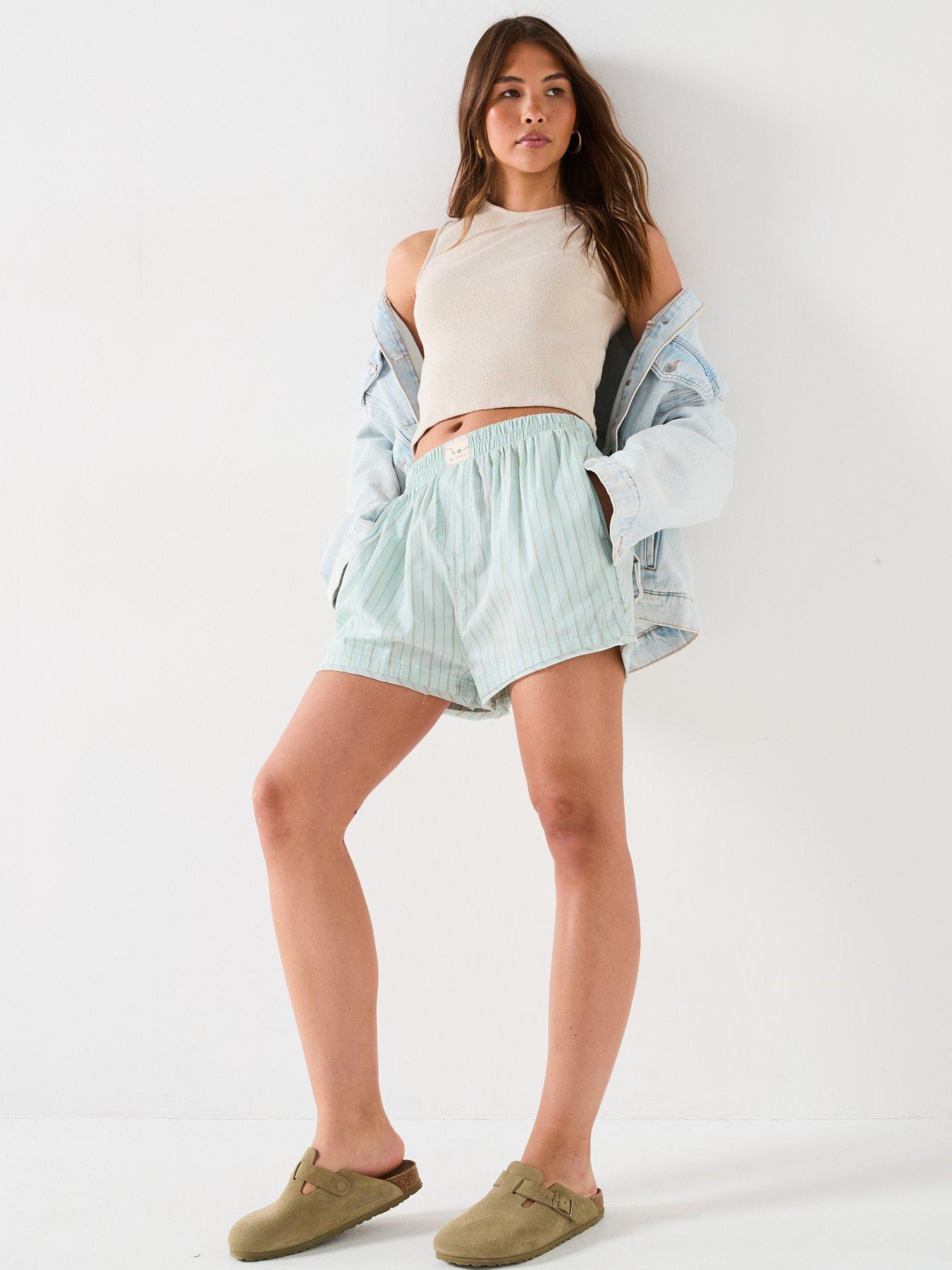  image of free-people-day-to-day-striped-boxer-shorts-green
