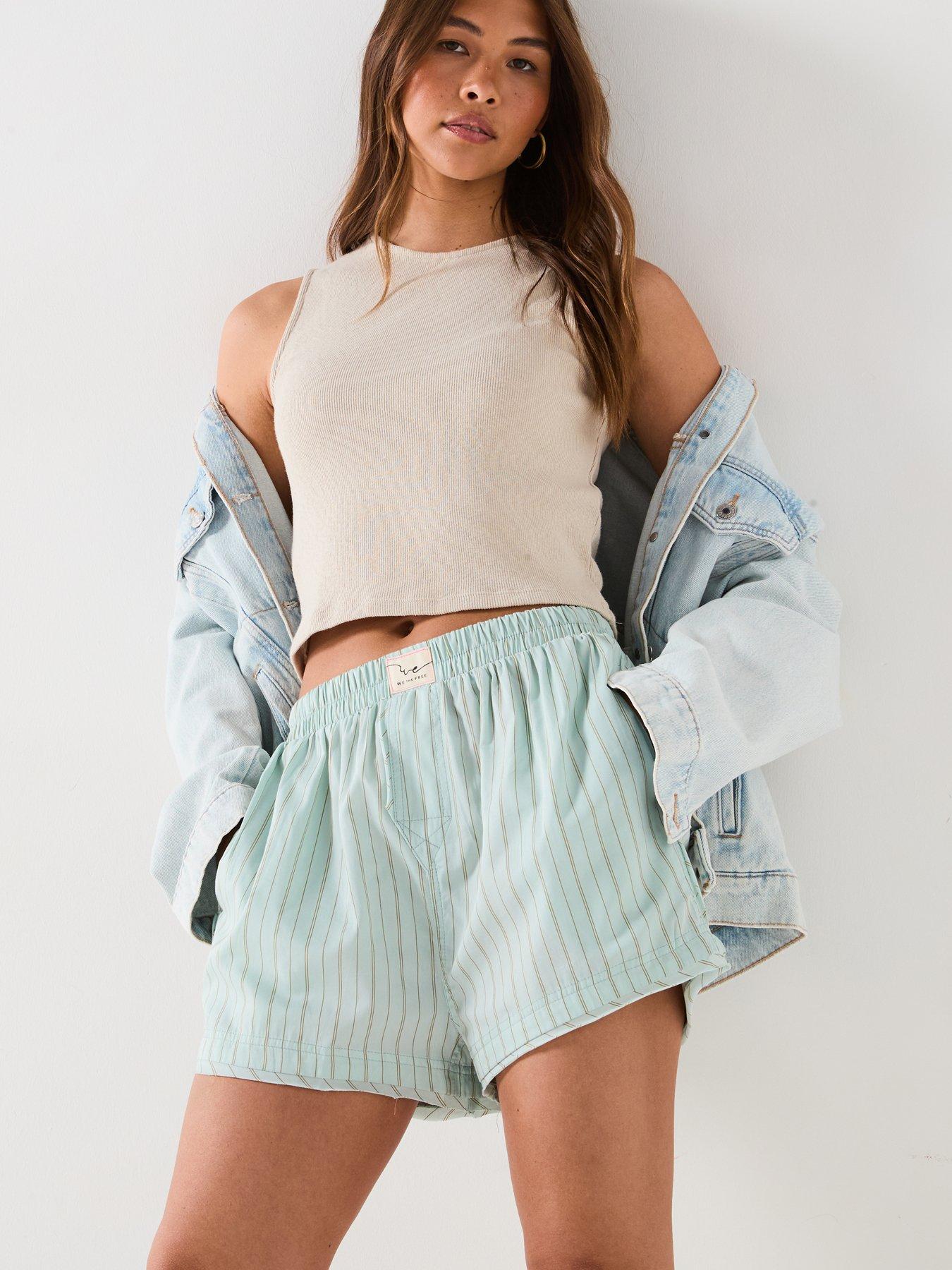  image of free-people-day-to-day-striped-boxer-shorts-green