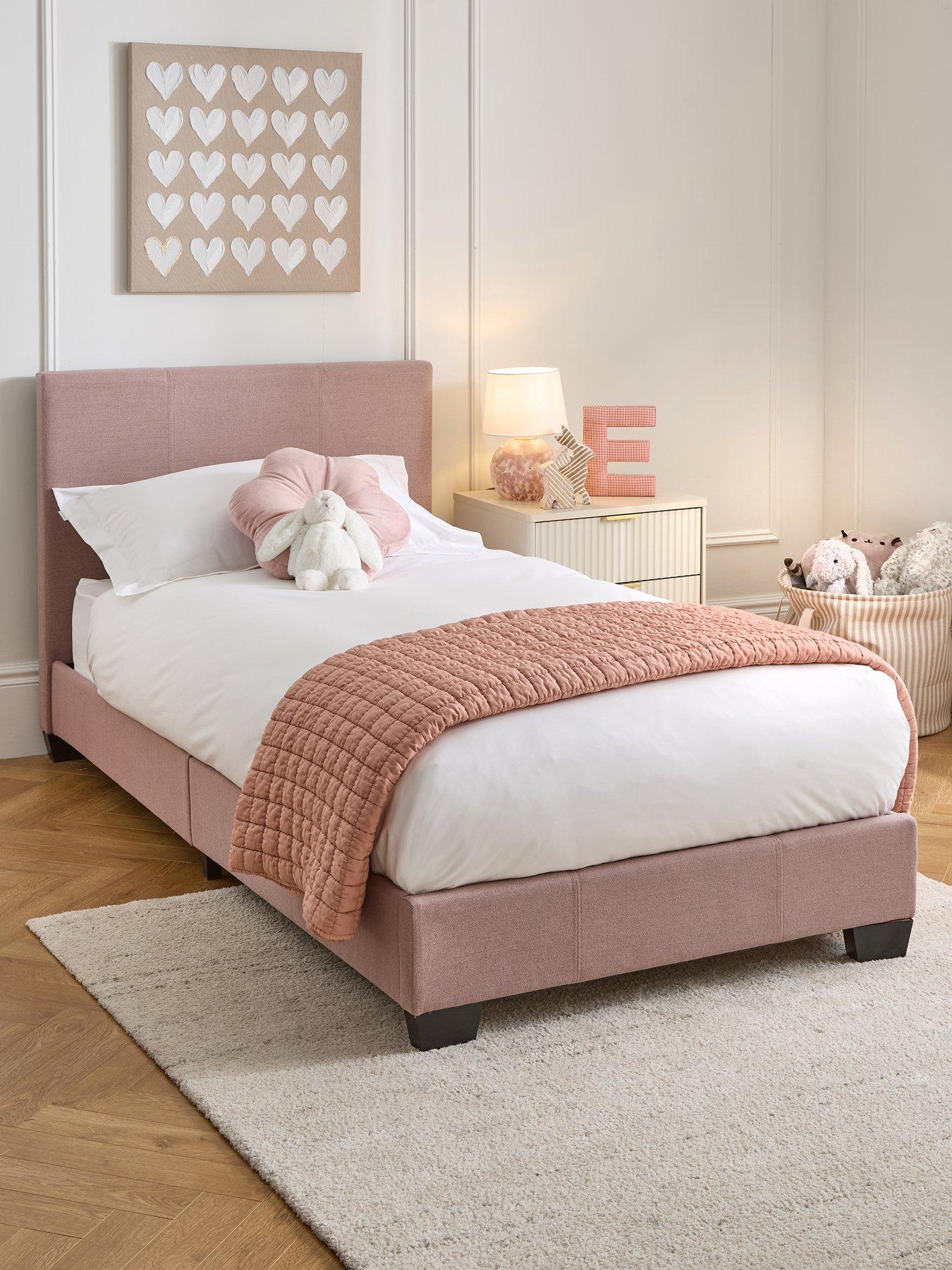  image of very-home-riley-childrens-fabric-single-bed-with-mattress-options-buy-amp-save-antique-rose