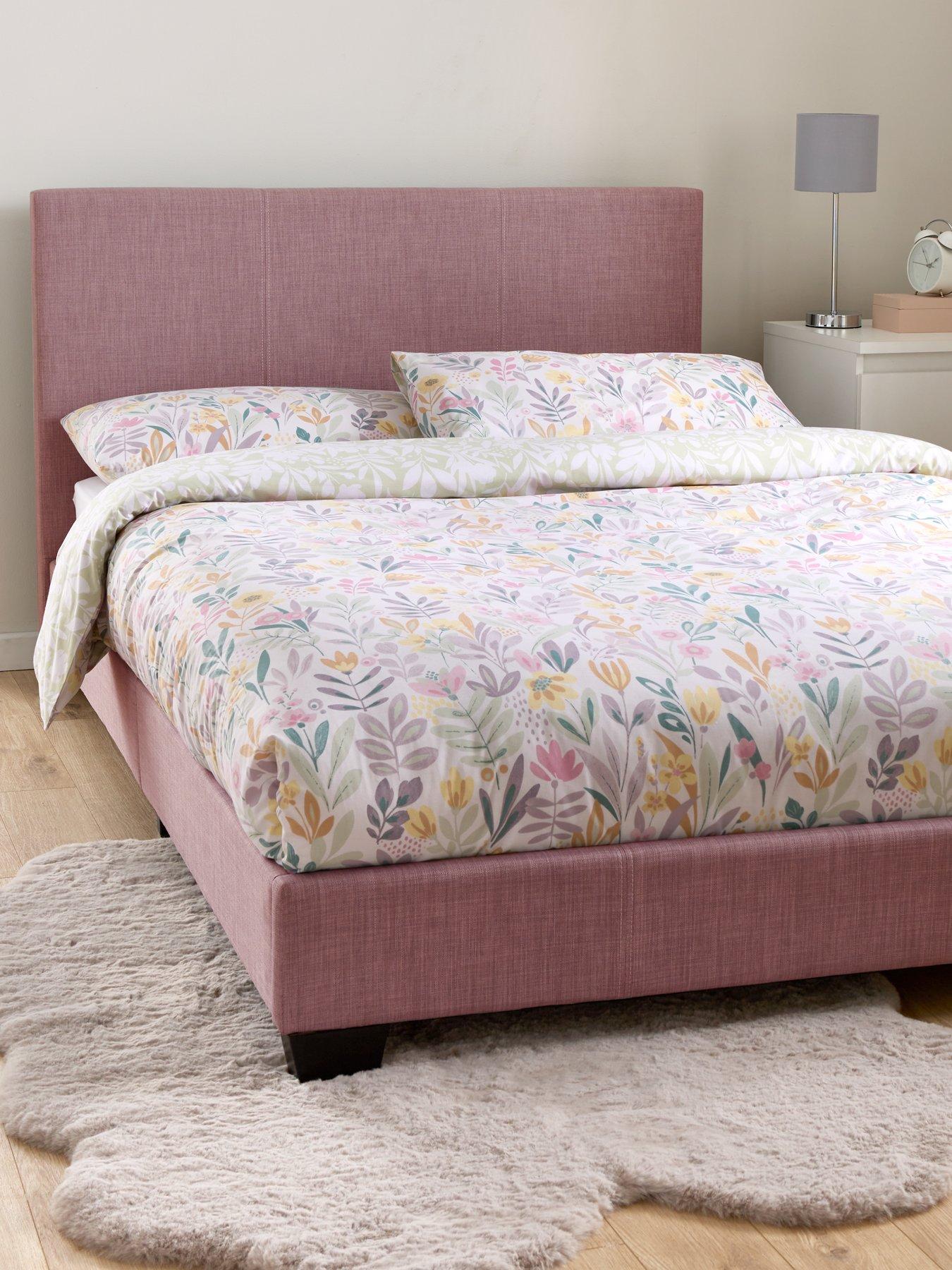 Image 1 of 6 of Very Home Riley Fabric Small Double Bed Frame with Mattress Options (Buy &amp; SAVE!) - Antique Rose