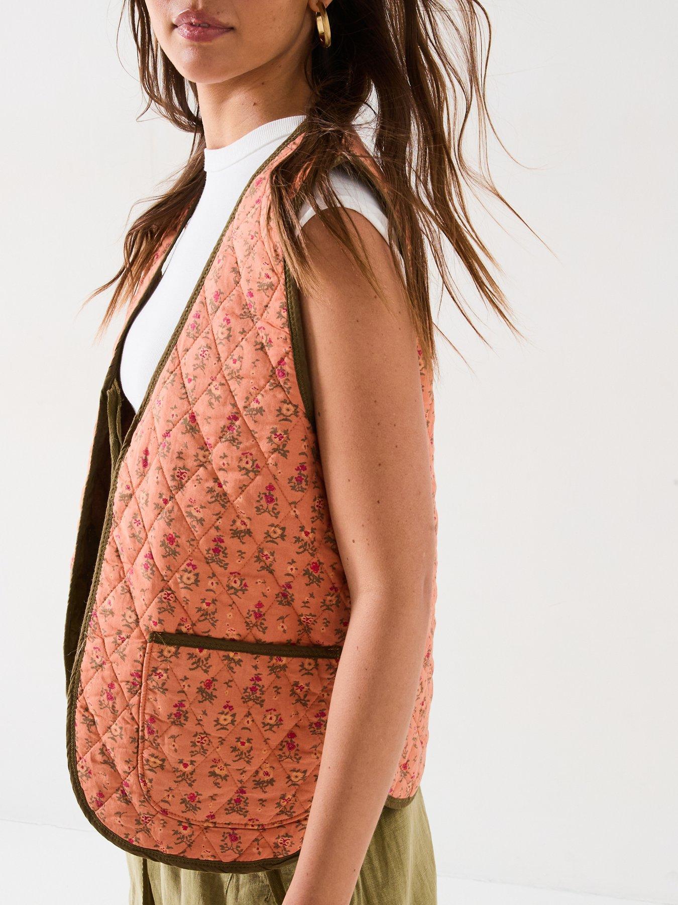  image of free-people-claudine-quilted-tie-vest-orange