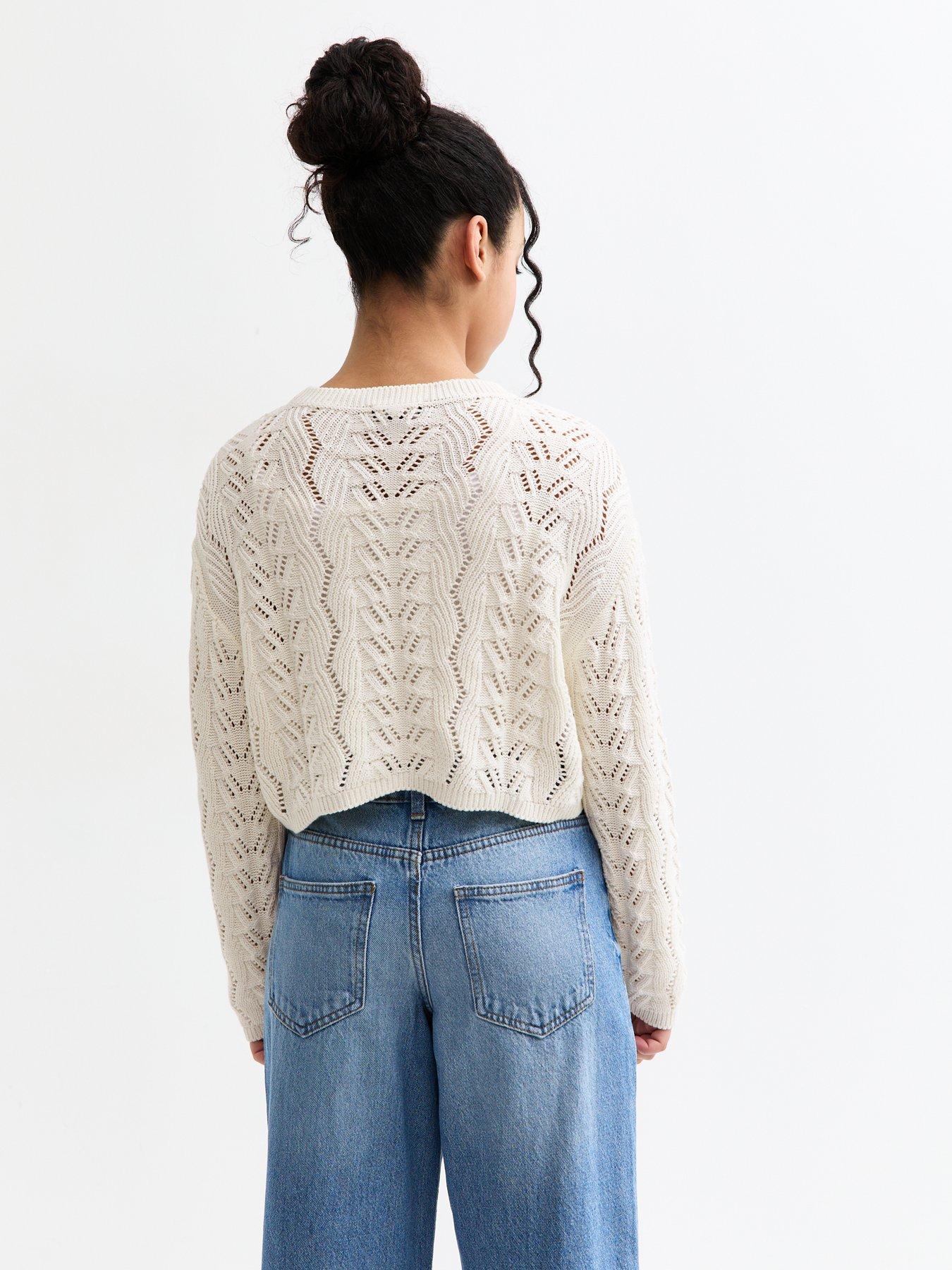 stillFront image of new-look-915-girls-off-white-crochet-jumper