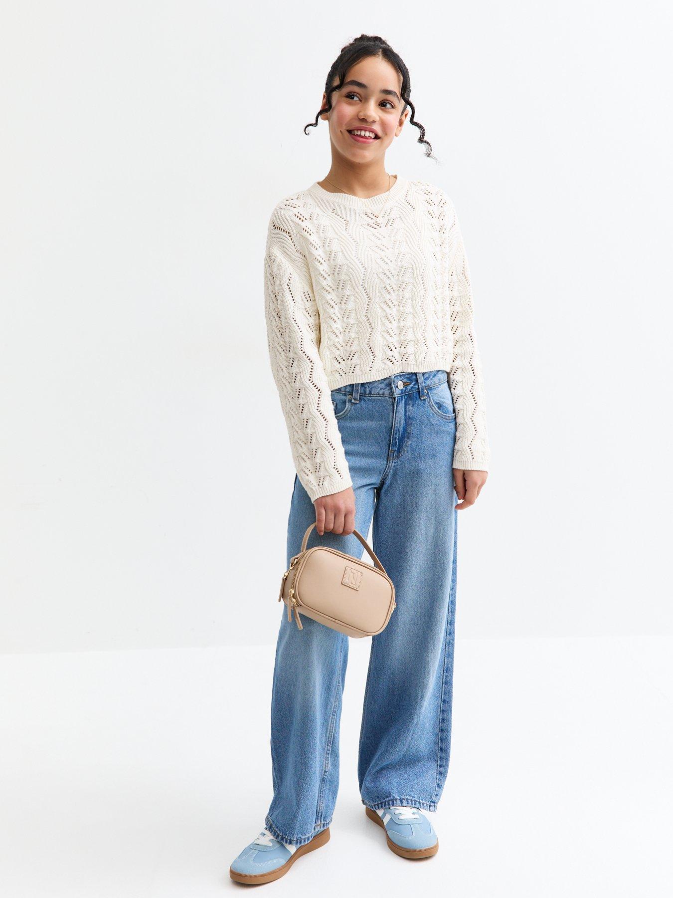  image of new-look-915-girls-off-white-crochet-jumper