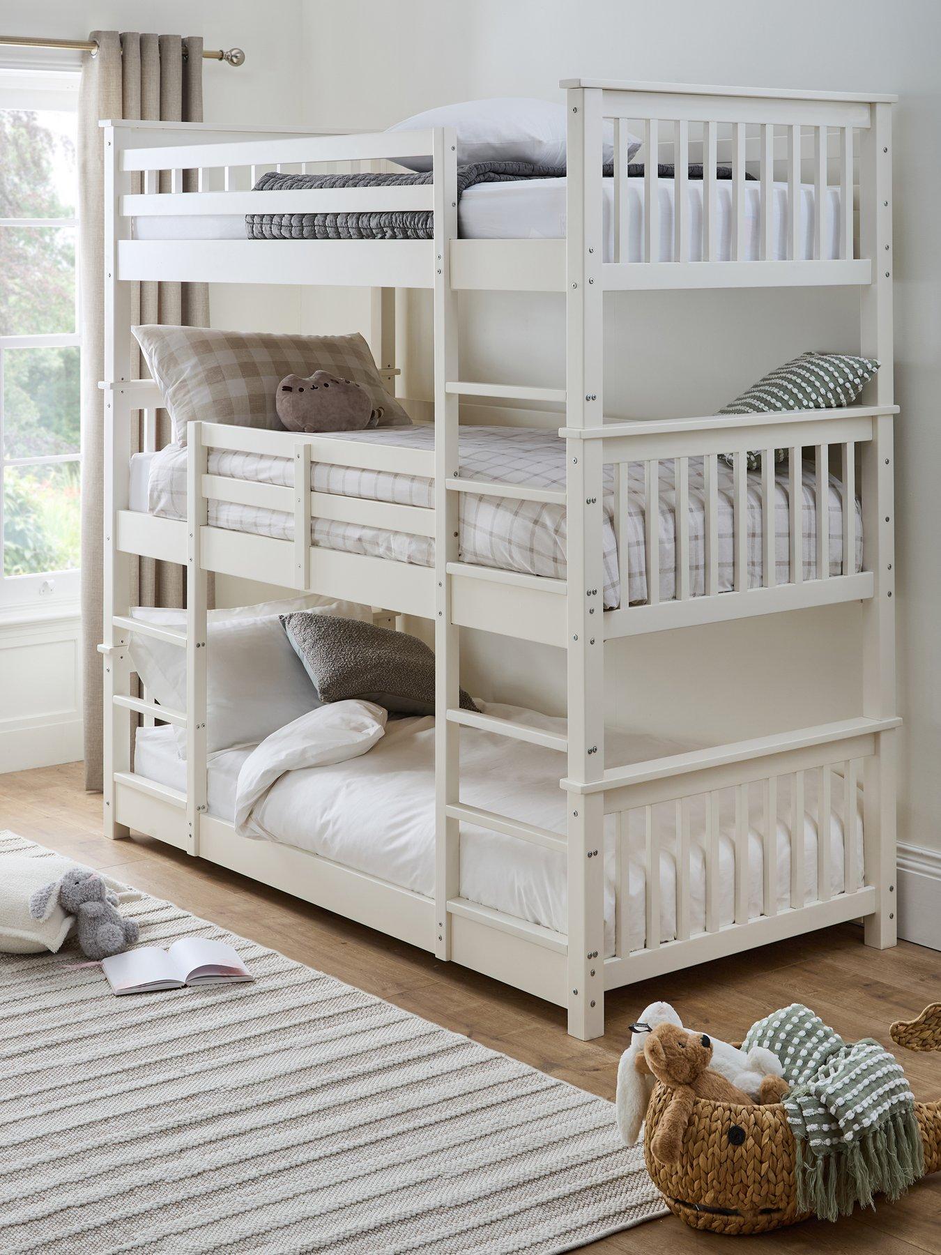 Very Home Novara White Triple Bunk Bed with Mattress Options (Buy  &  SAVE!) - White - FSC® Certified