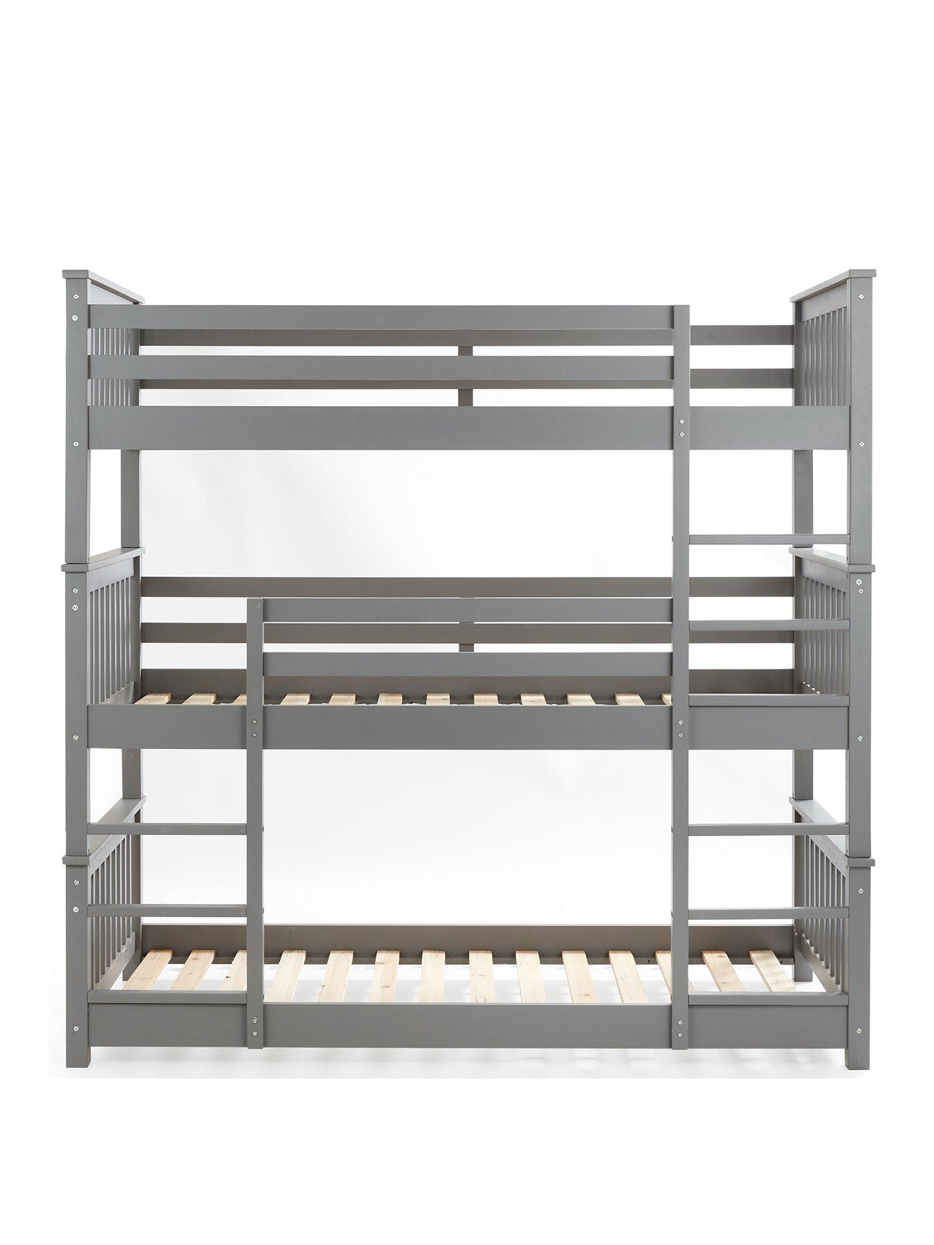  image of very-home-novara-white-triple-bunk-bed-with-mattress-options-buy-amp-save-grey-fscreg-certified