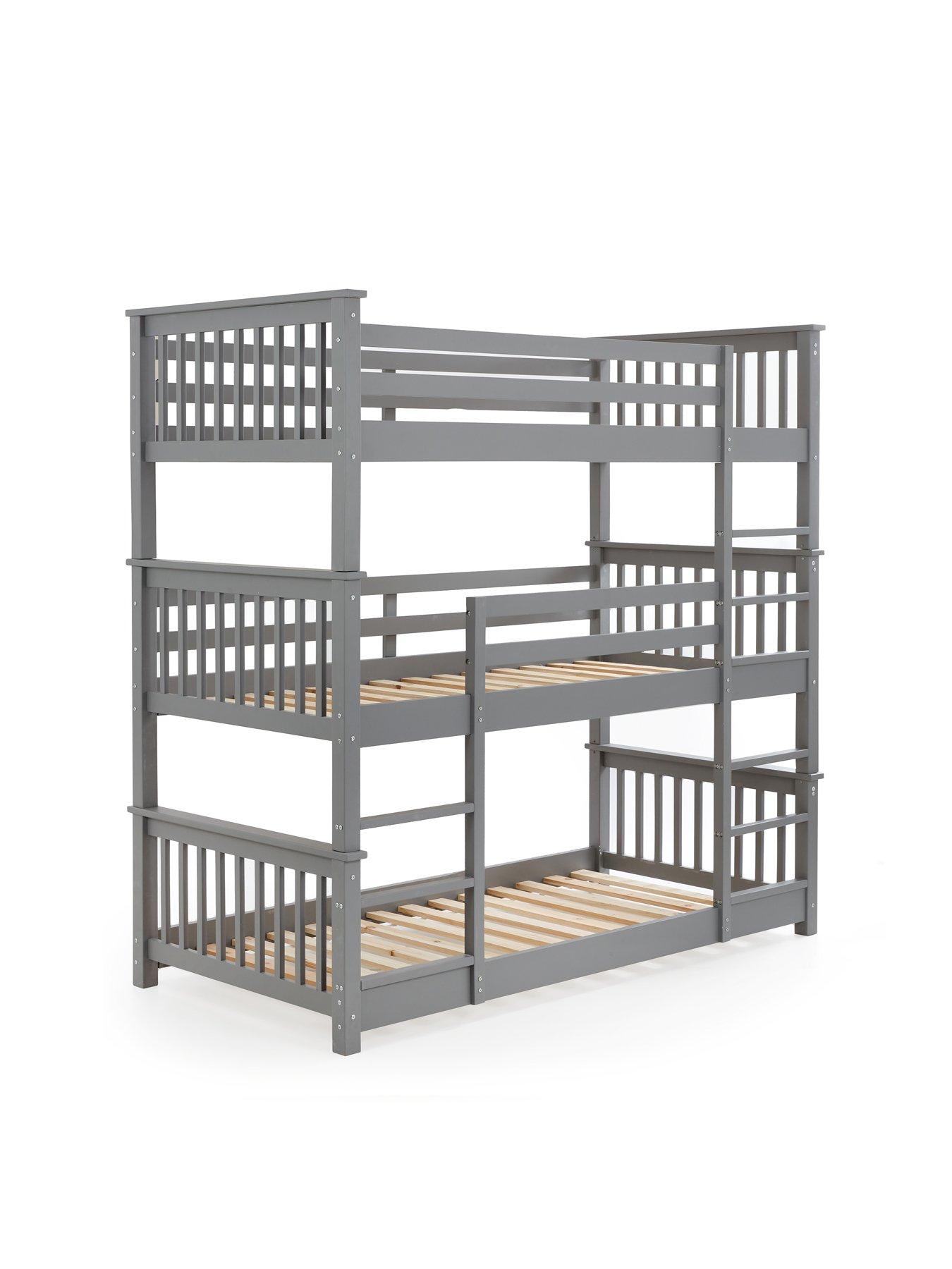  image of very-home-novara-white-triple-bunk-bed-with-mattress-options-buy-amp-save-grey-fscreg-certified