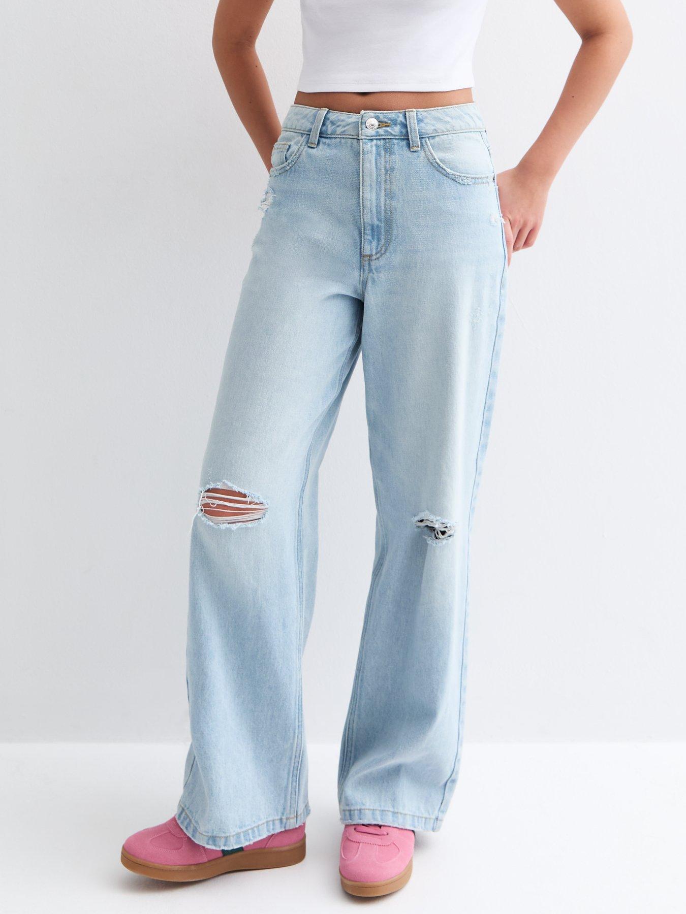 new-look-915-girls-wide-leg-ripped-jeans-light-blue