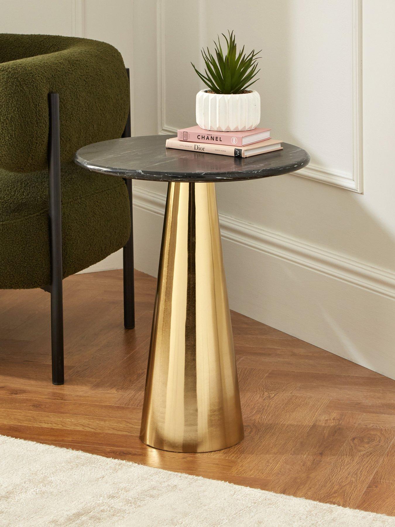 the-very-collection-cone-side-table-brushed-goldblacknbspmarble