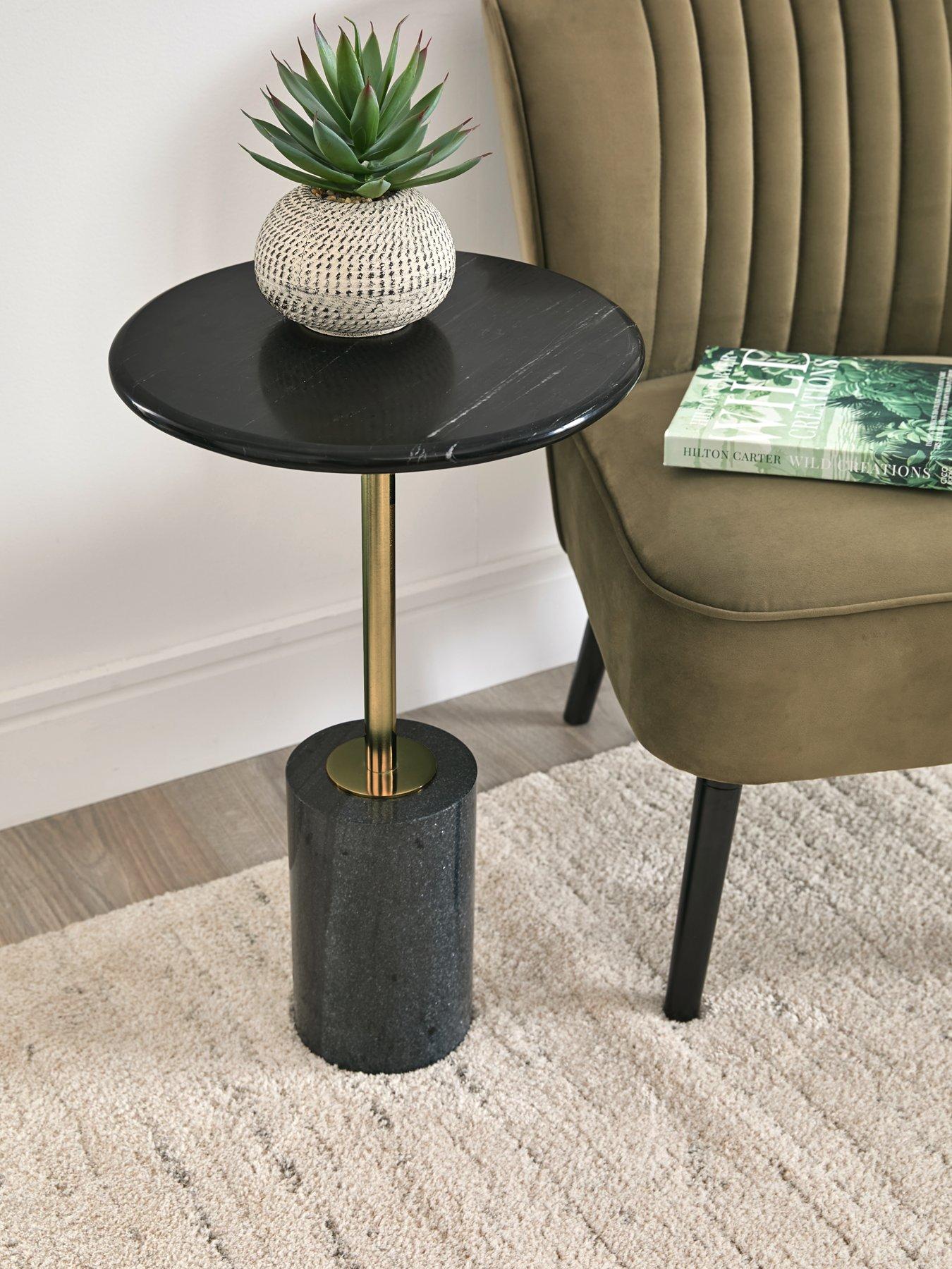 front image of very-home-cylinder-side-table-blackgold