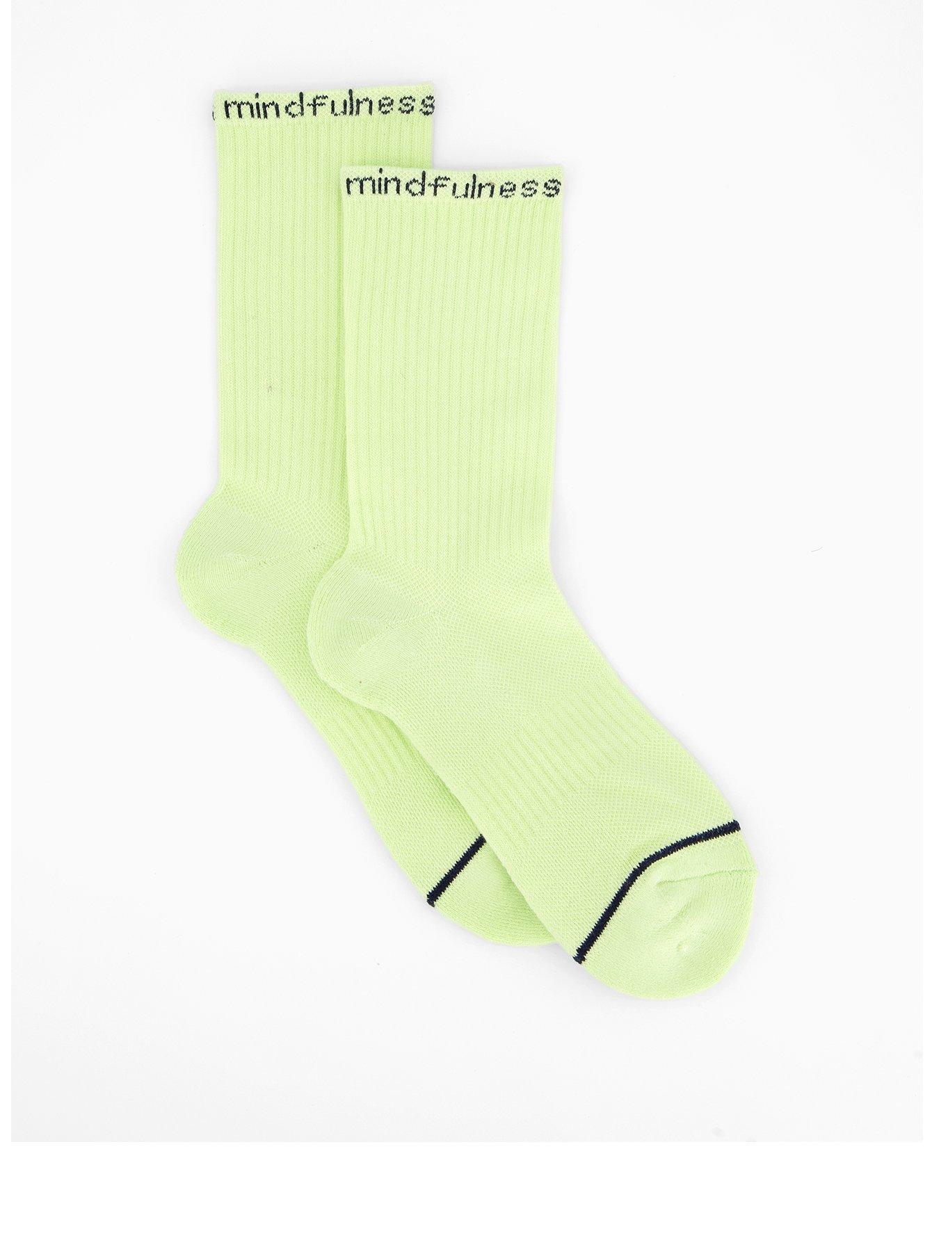 image of girlfriend-collective-womens-training-mindfulness-crew-socks-yellow