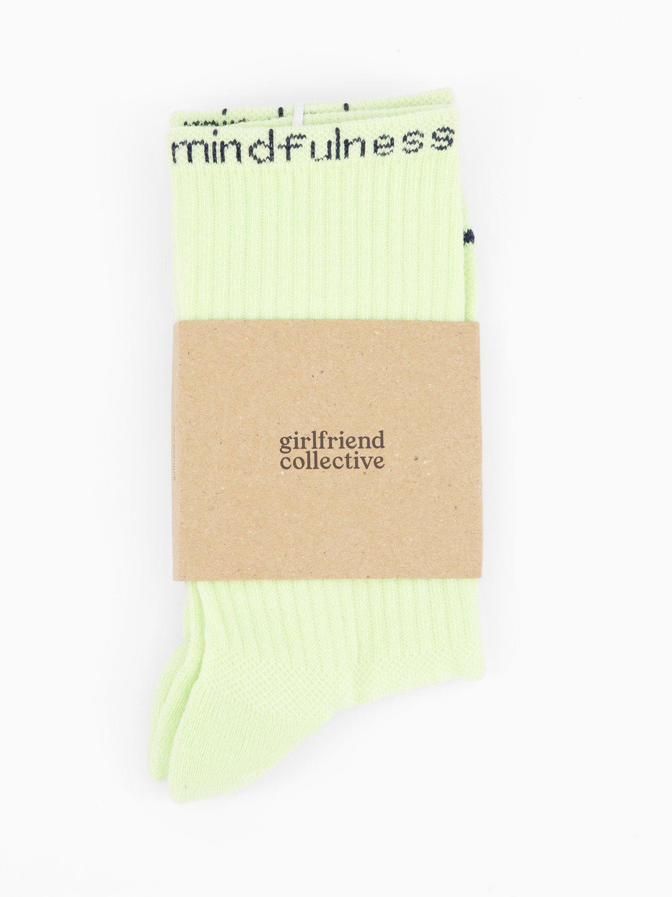  image of girlfriend-collective-womens-training-mindfulness-crew-socks-yellow