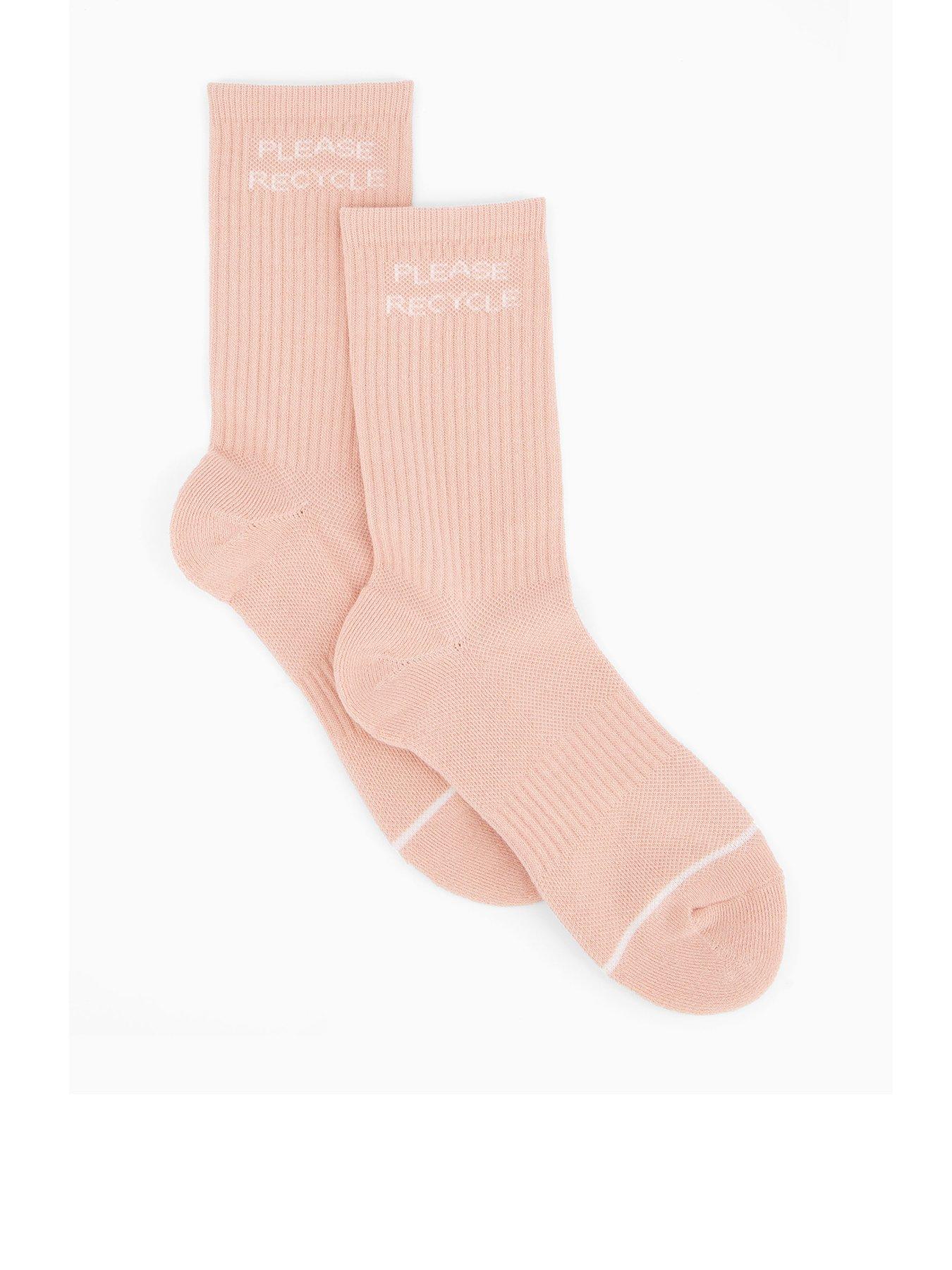 undefined Womens Training Please Recycle Crew Socks - Pink