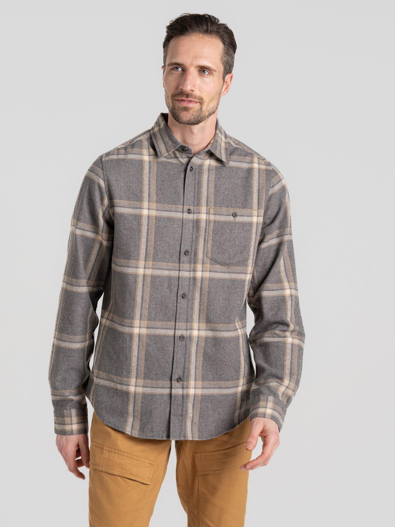  image of craghoppers-gage-long-sleeve-checked-shirt-grey