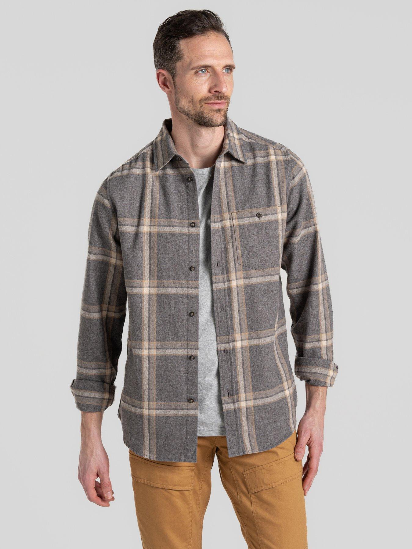  image of craghoppers-gage-long-sleeve-checked-shirt-grey