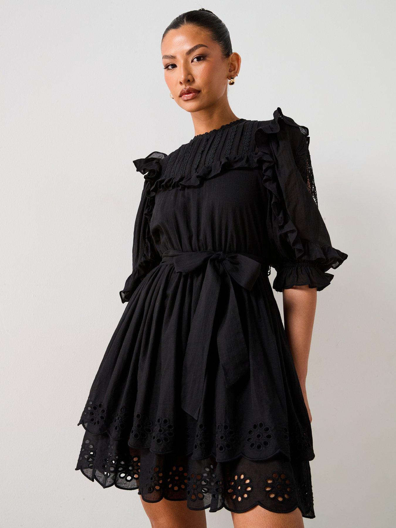 v-by-very-frill-embroidered-mini-dress-black