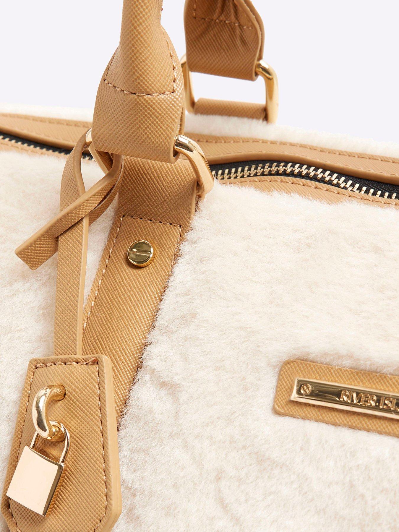  image of river-island-4049-panelled-fur-lock-barrel-bag