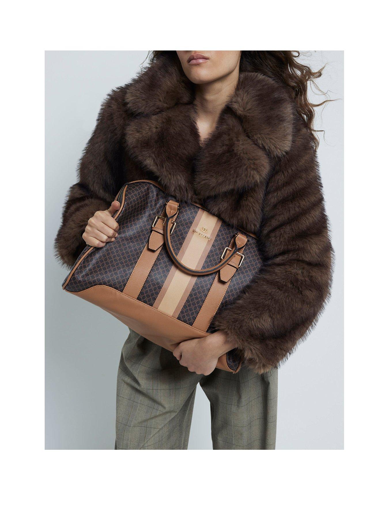  image of river-island-4045-stripe-monogram-barrel-bag