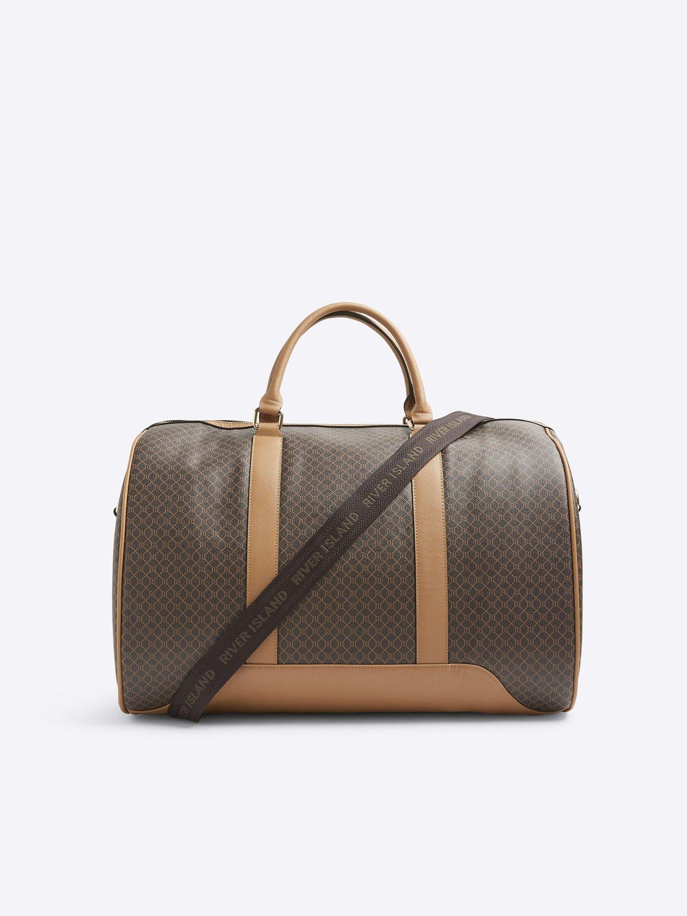 Image 4 of 5 of River Island 4046 Stripe Monogram Barrel Bag - Brown