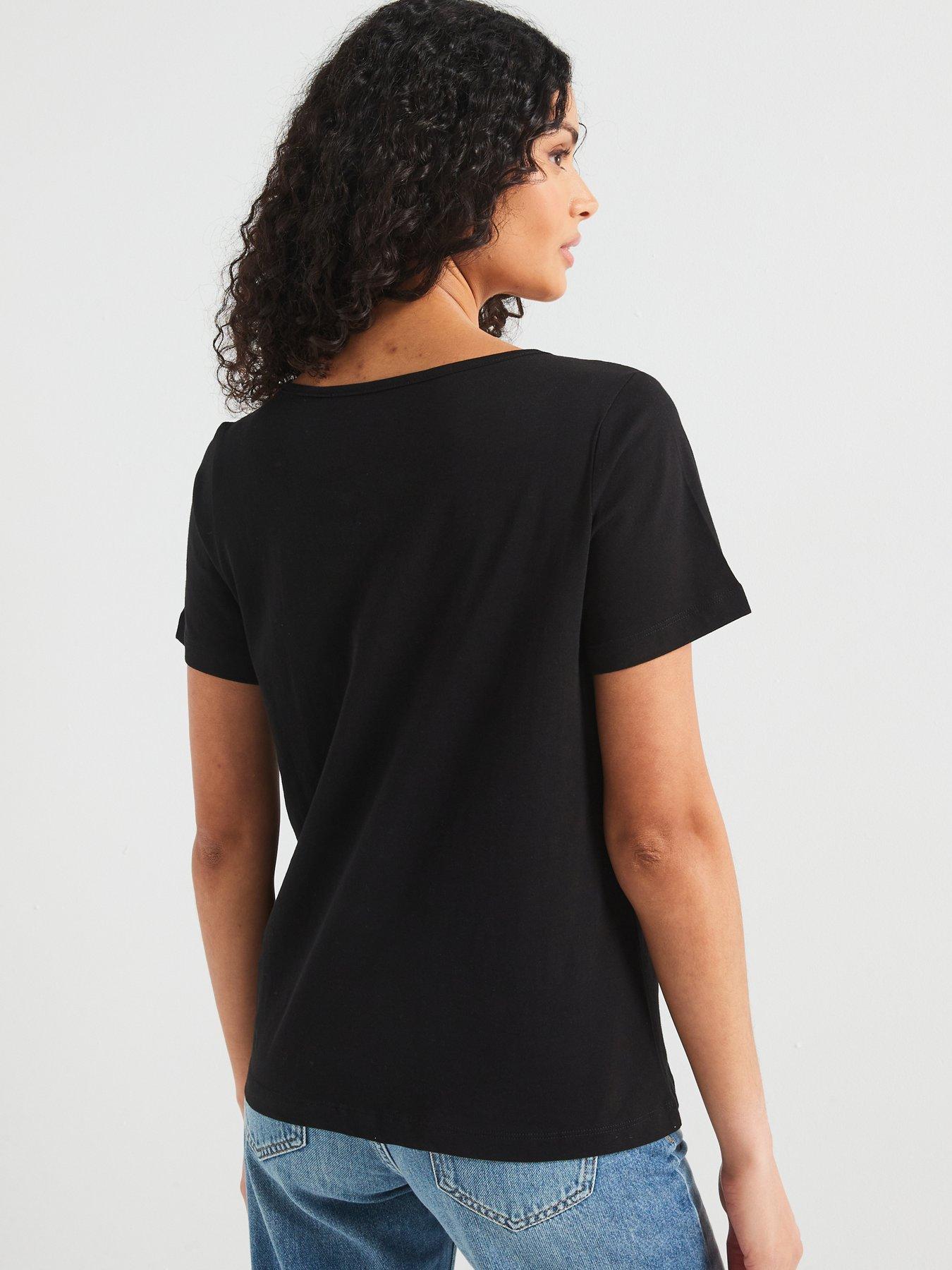  image of v-by-very-the-essential-scoop-neck-t-shirt-black