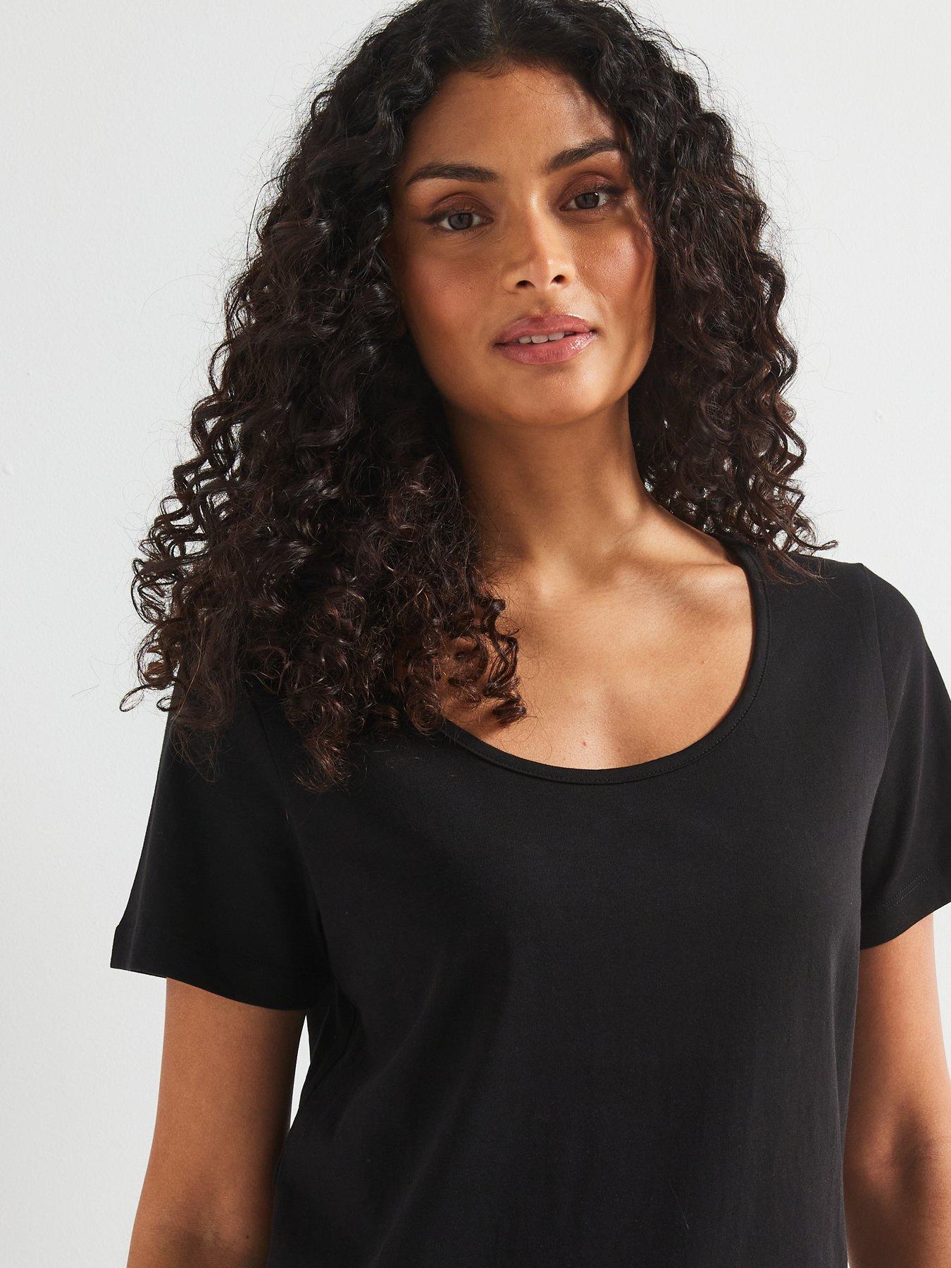  image of v-by-very-the-essential-scoop-neck-t-shirt-black
