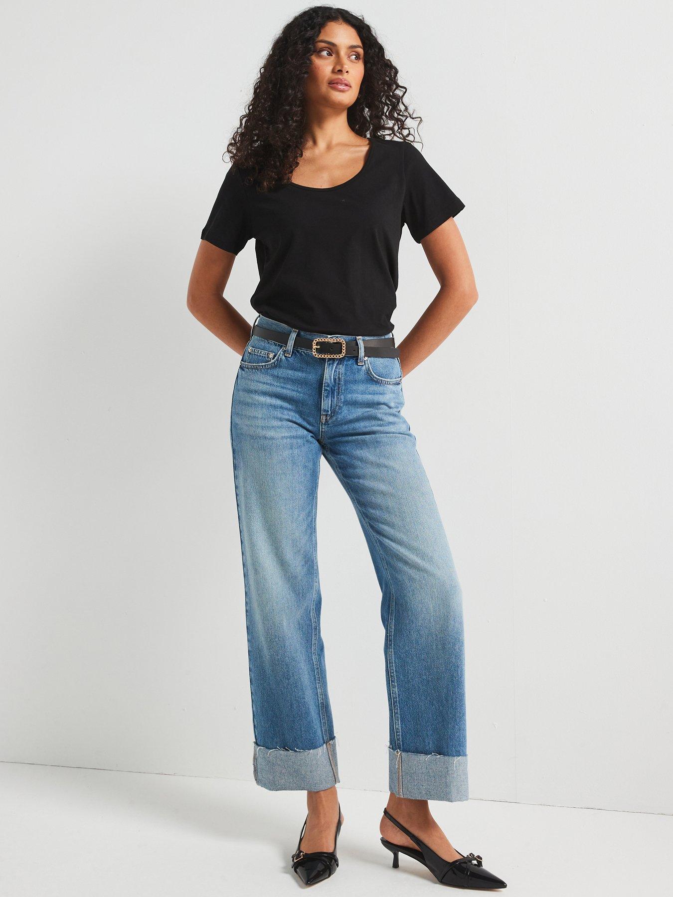  image of v-by-very-the-essential-scoop-neck-t-shirt-black