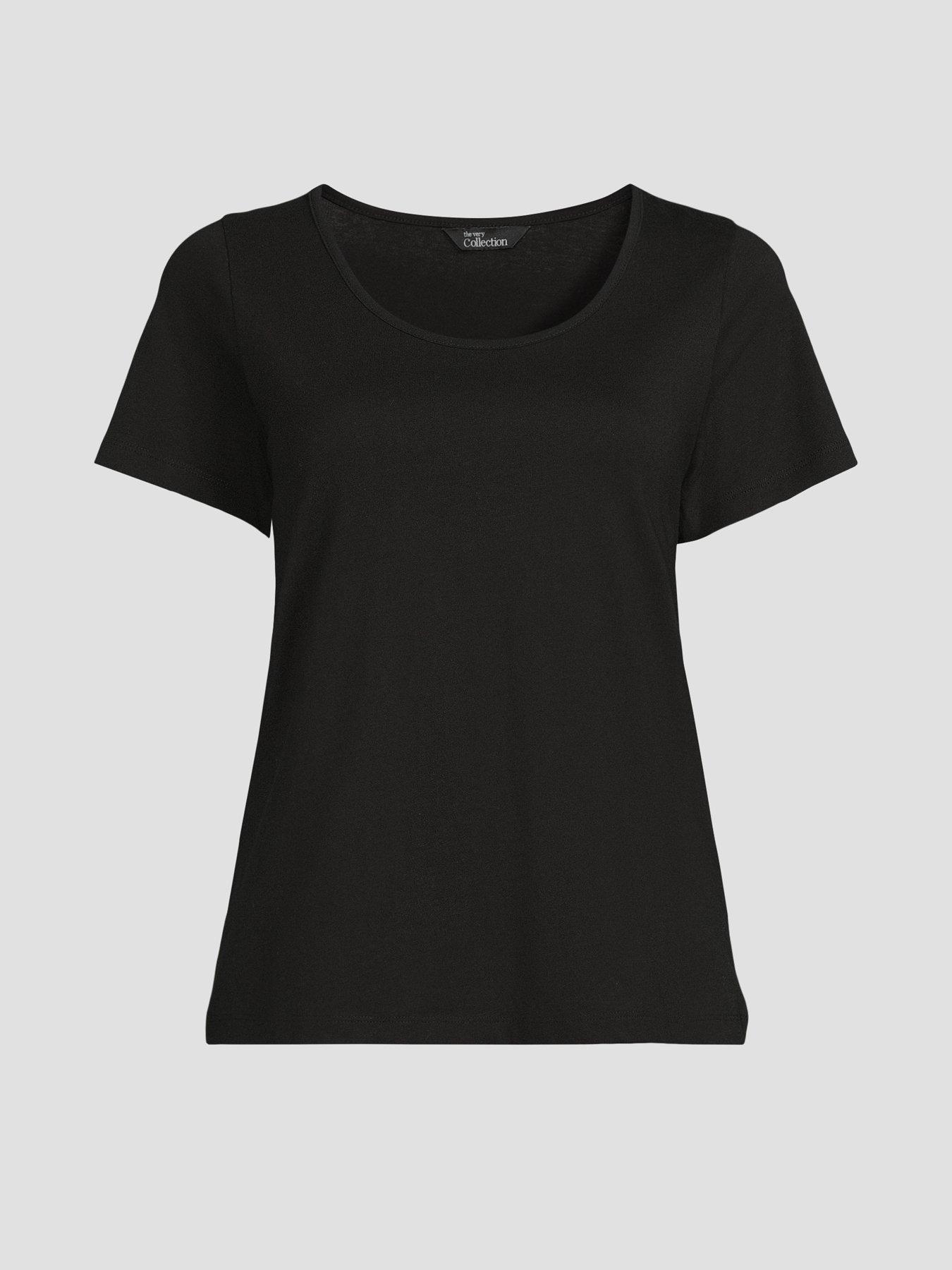 Image 7 of 7 of The Very Collection Womens Scoop Neck Cotton Jersey T-Shirt - Black