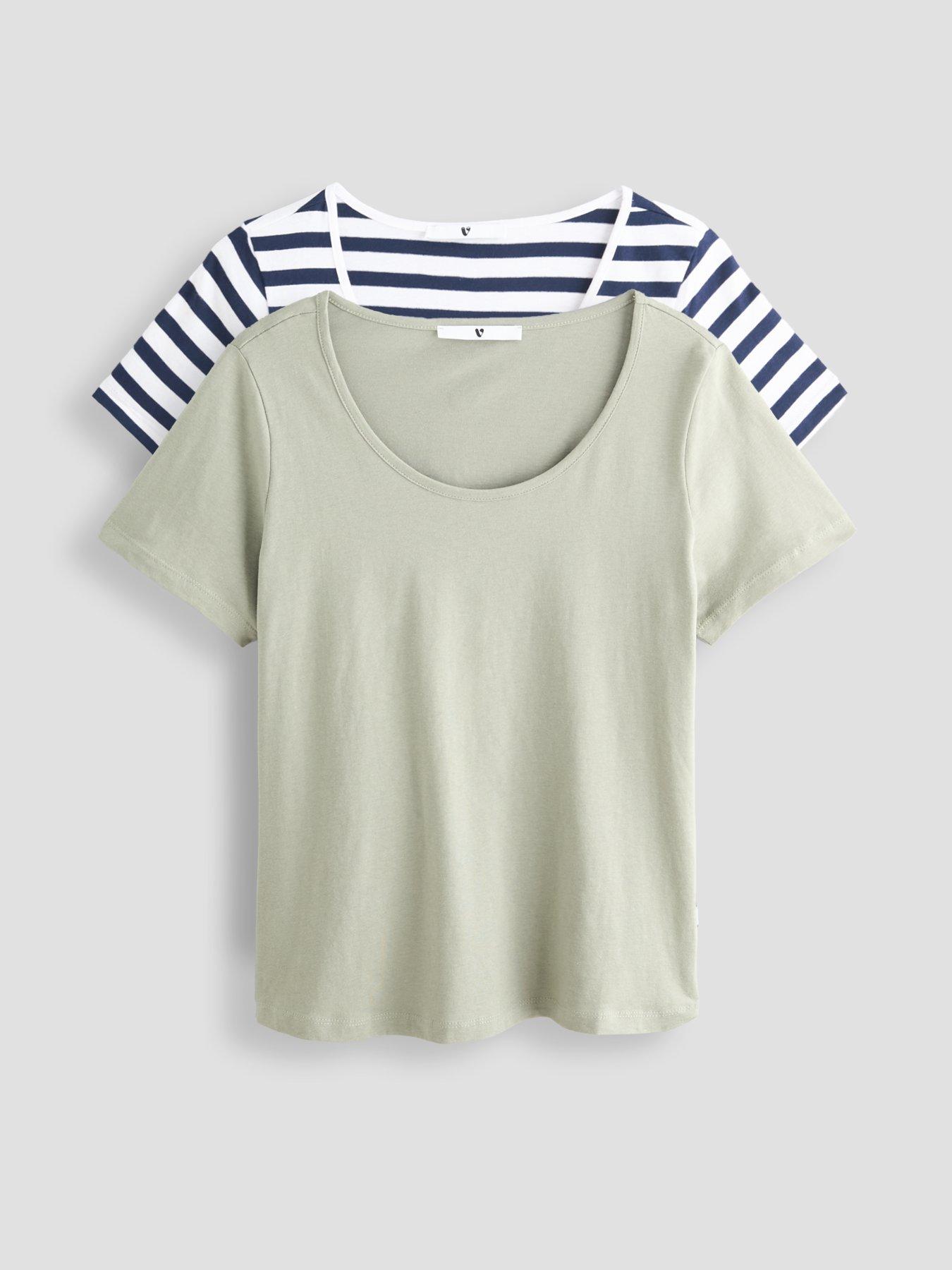 The Very Collection 2 Pack Essential Scoop Neck T-Shirt - Green