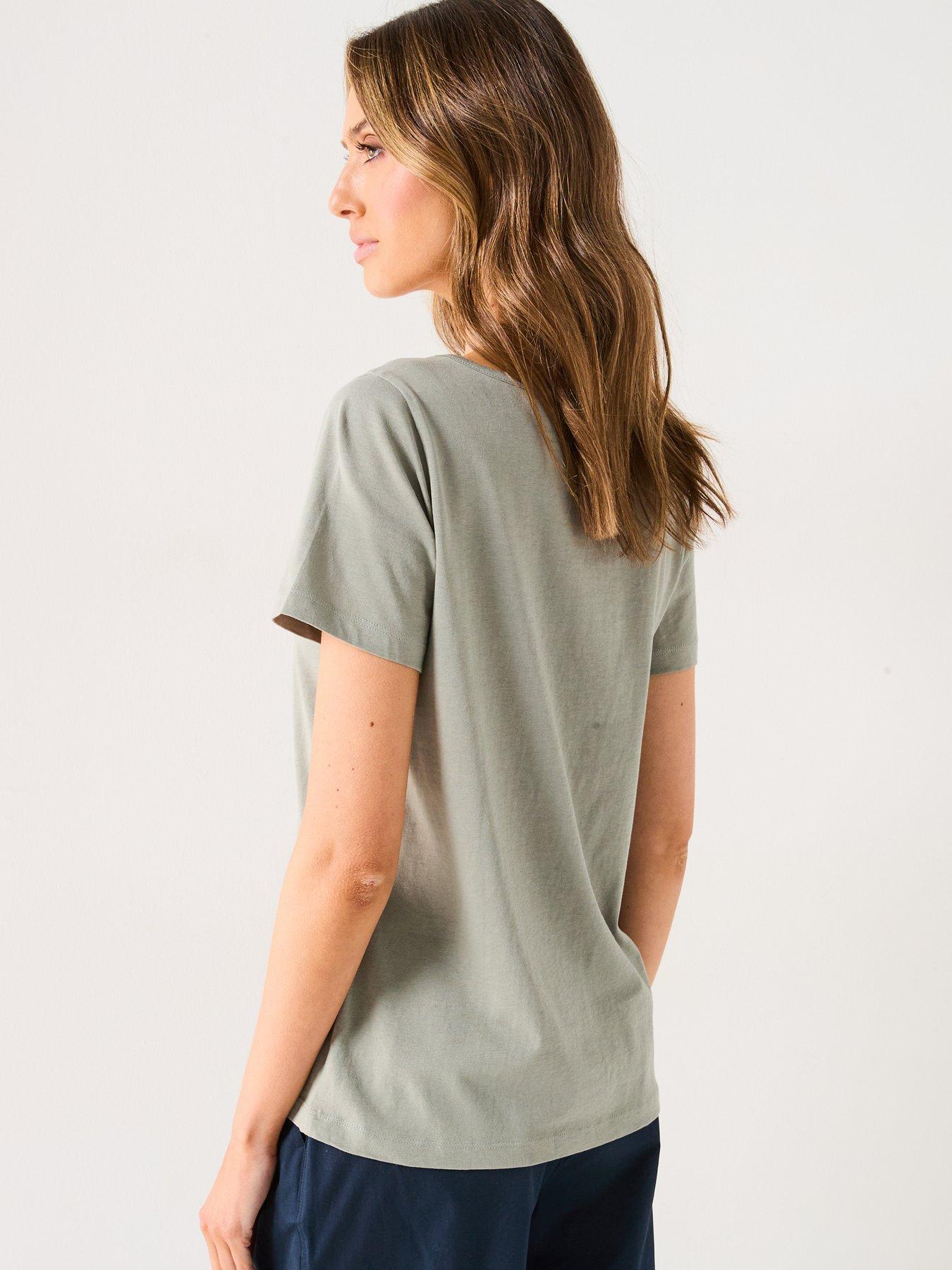  image of v-by-very-2-pack-essential-scoop-neck-t-shirt-green
